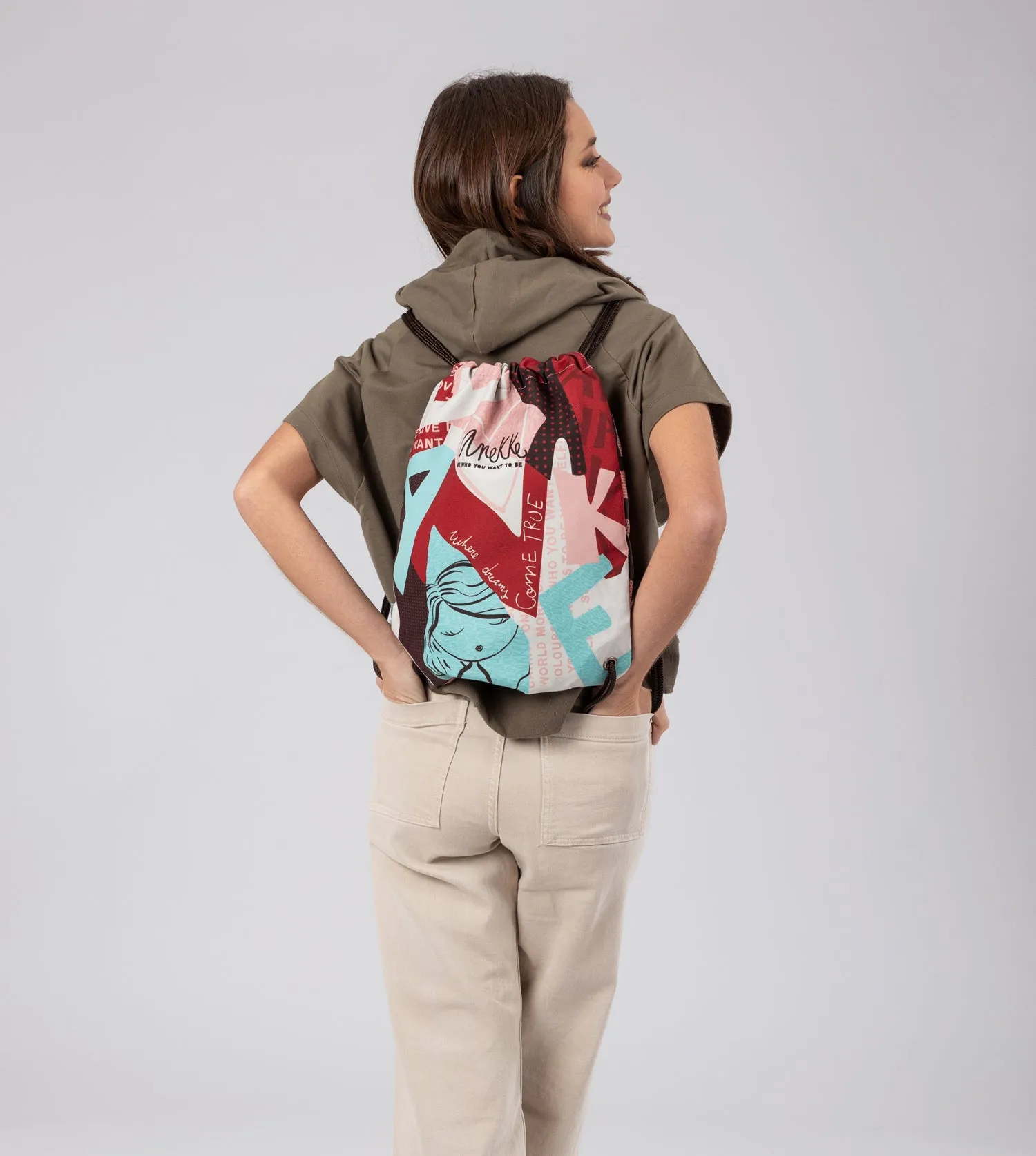 Fashion fabric drawstring backpack