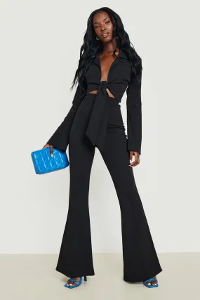 Flared Sleeve Knot Blazer & Flared Pants