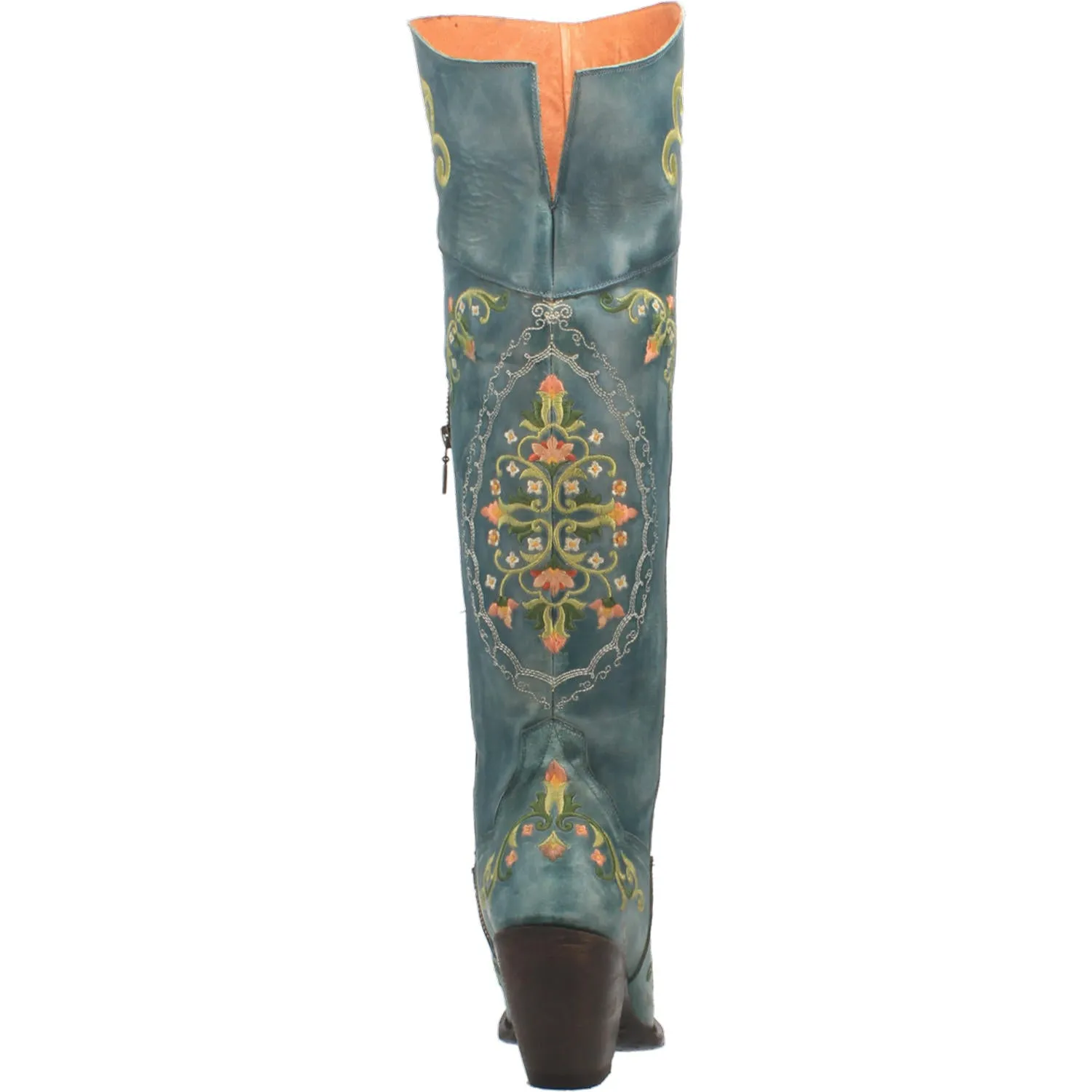 Flower Child Turquoise Rustic Leather Over The Knee High Boots (DS)