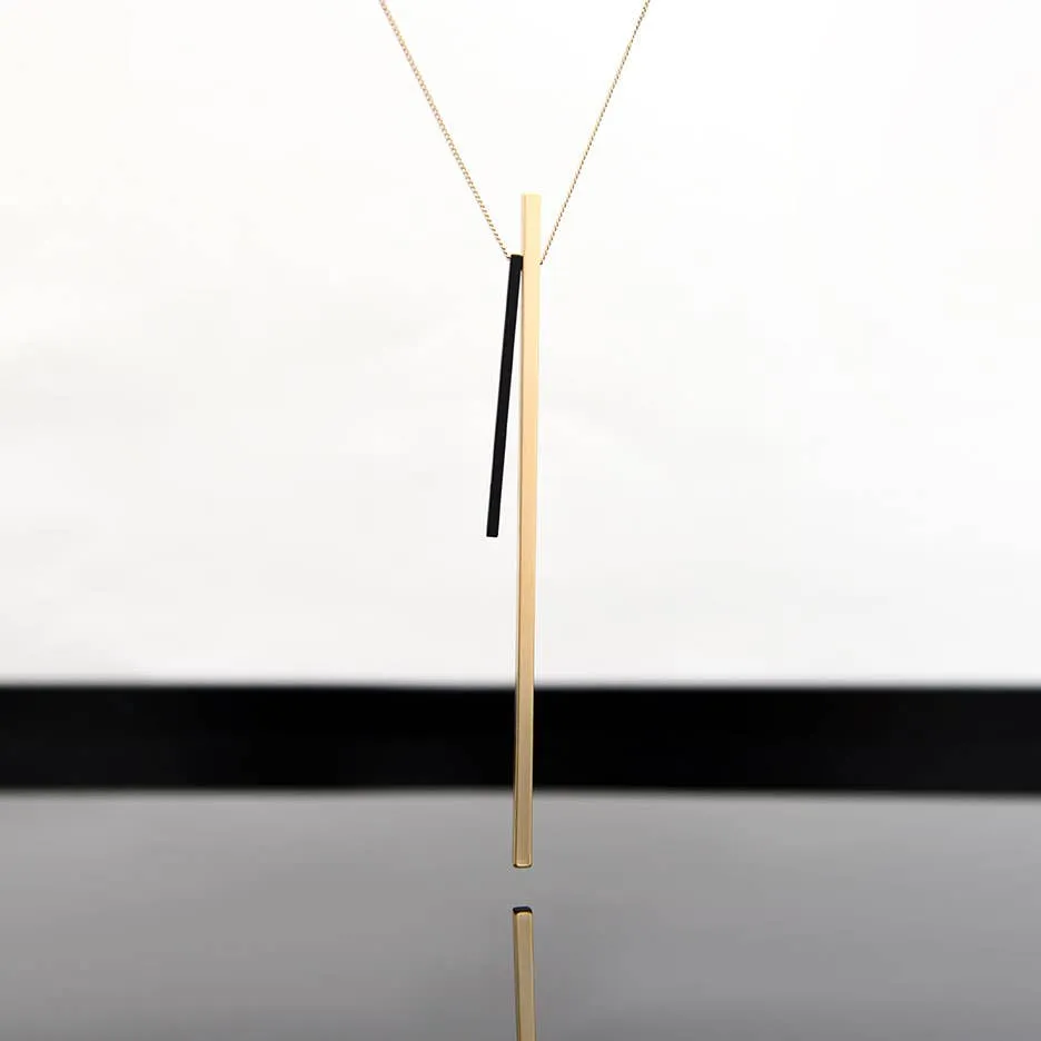 Forte Long Necklace | Gold Black