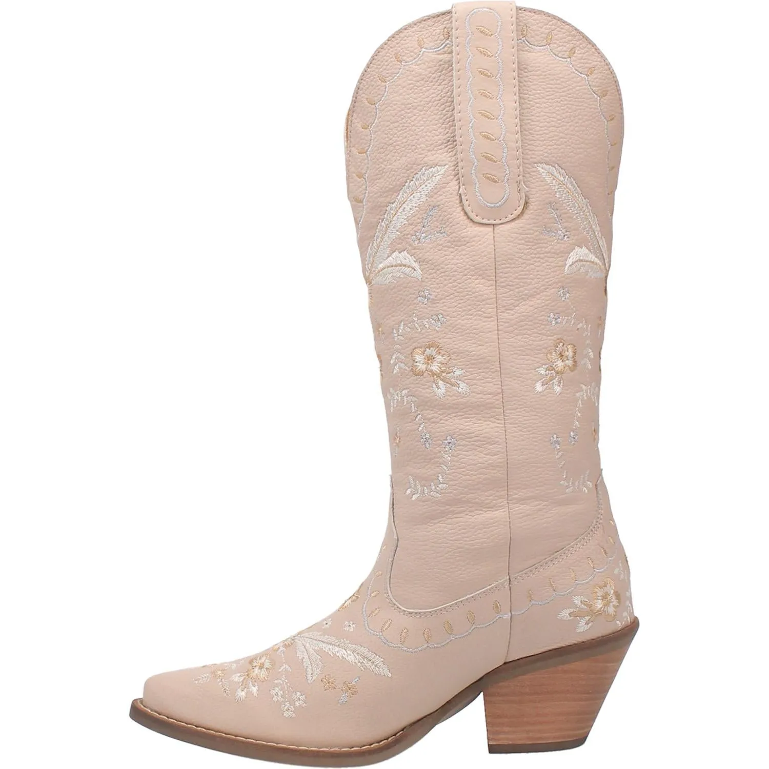 Full Bloom Sand Embroidered Flower Leather Boots (DS)