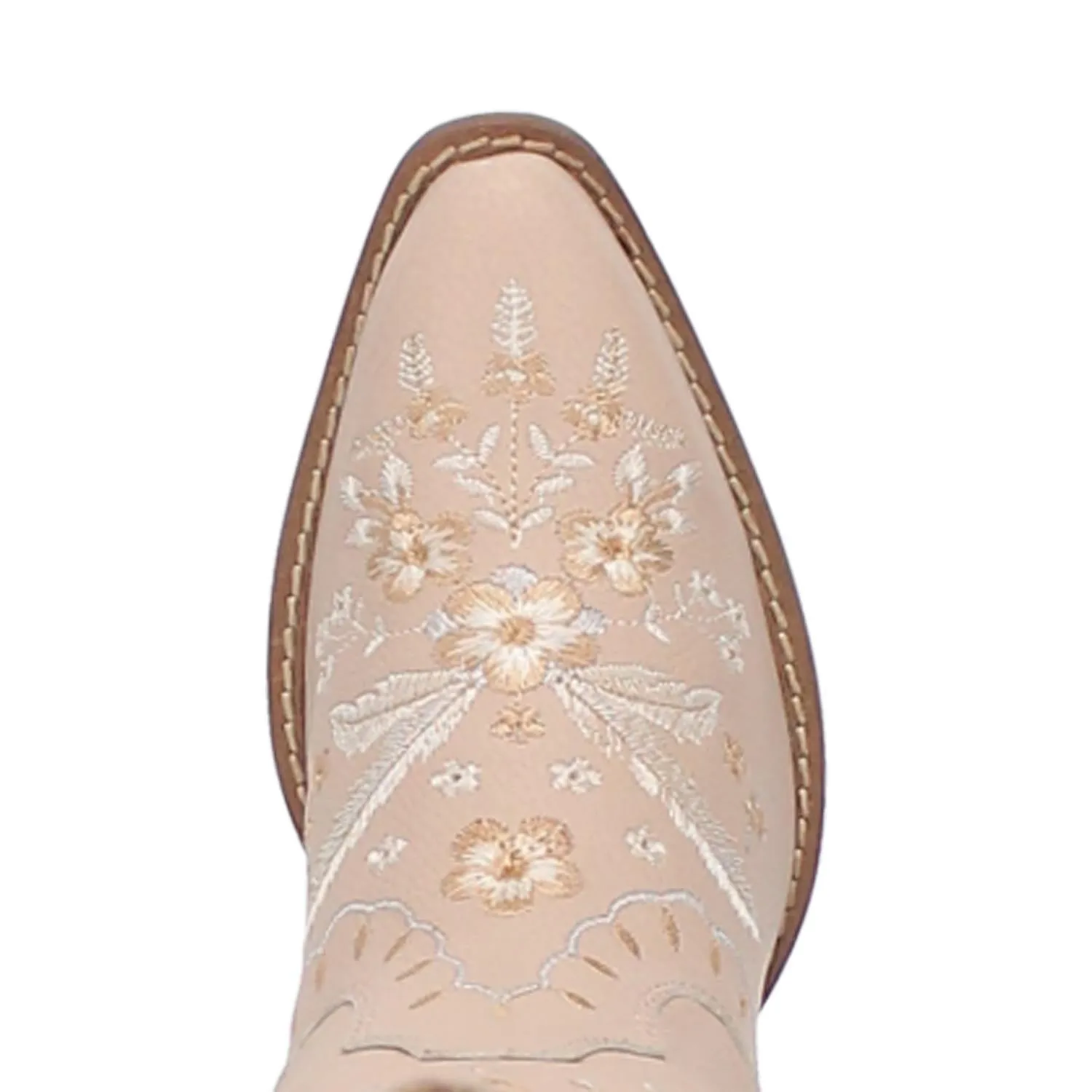 Full Bloom Sand Embroidered Flower Leather Boots (DS)