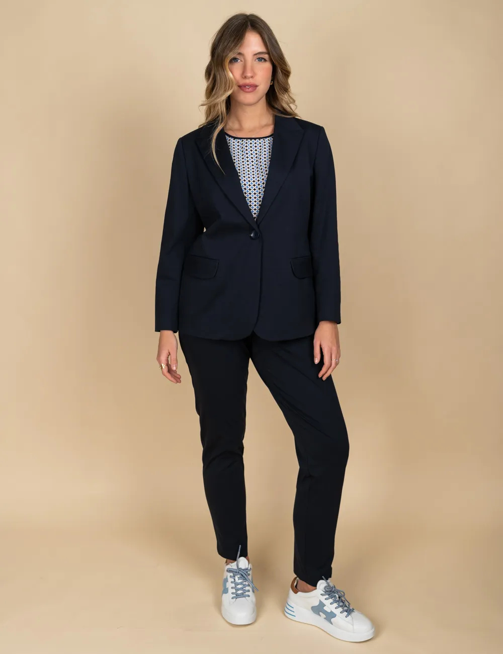 Gaia Life - Completo pantalone in punto Milano blu