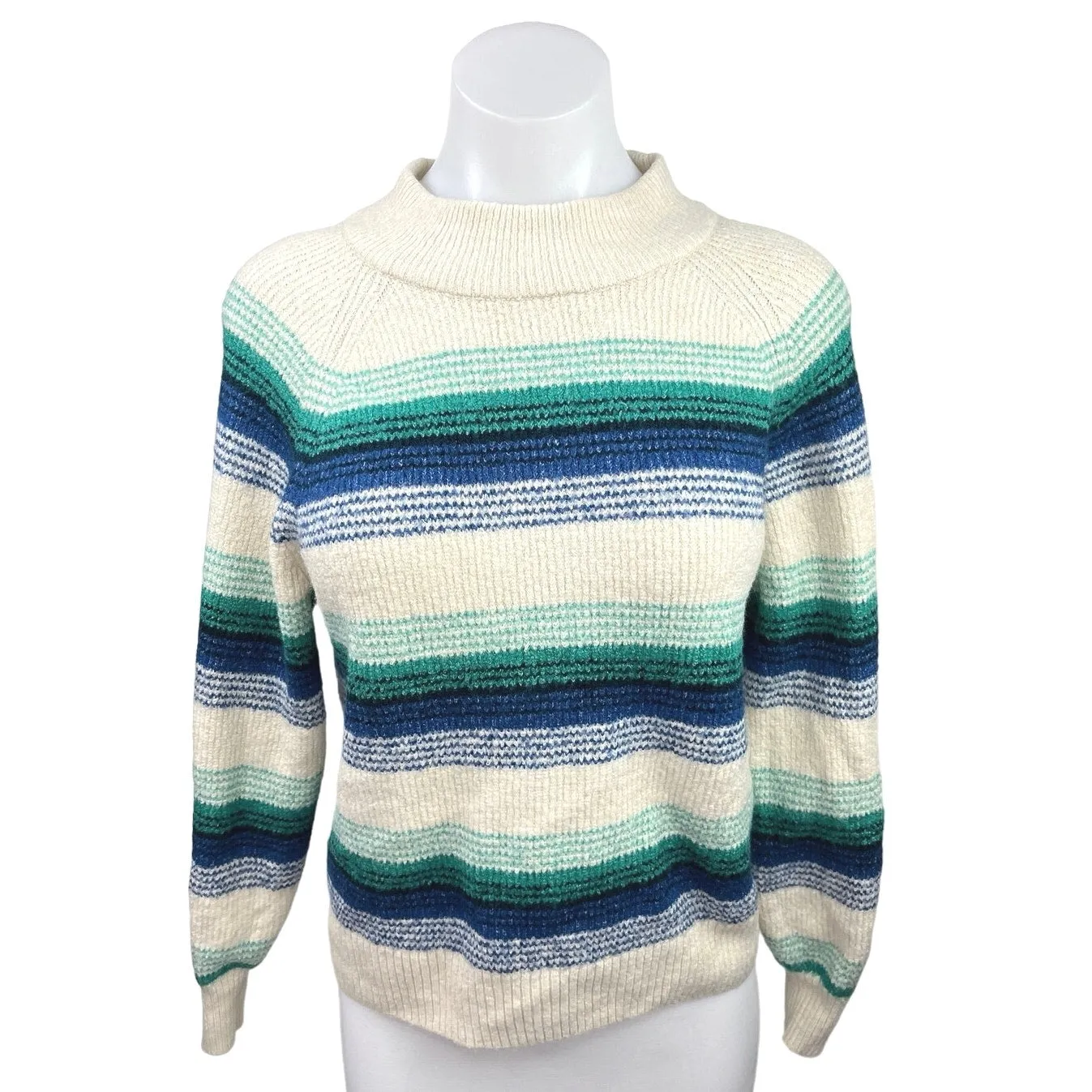 Gap Multicolor Striped Forever Cozy Ribbed Knit Mock Neck Pullover Sweater Top S