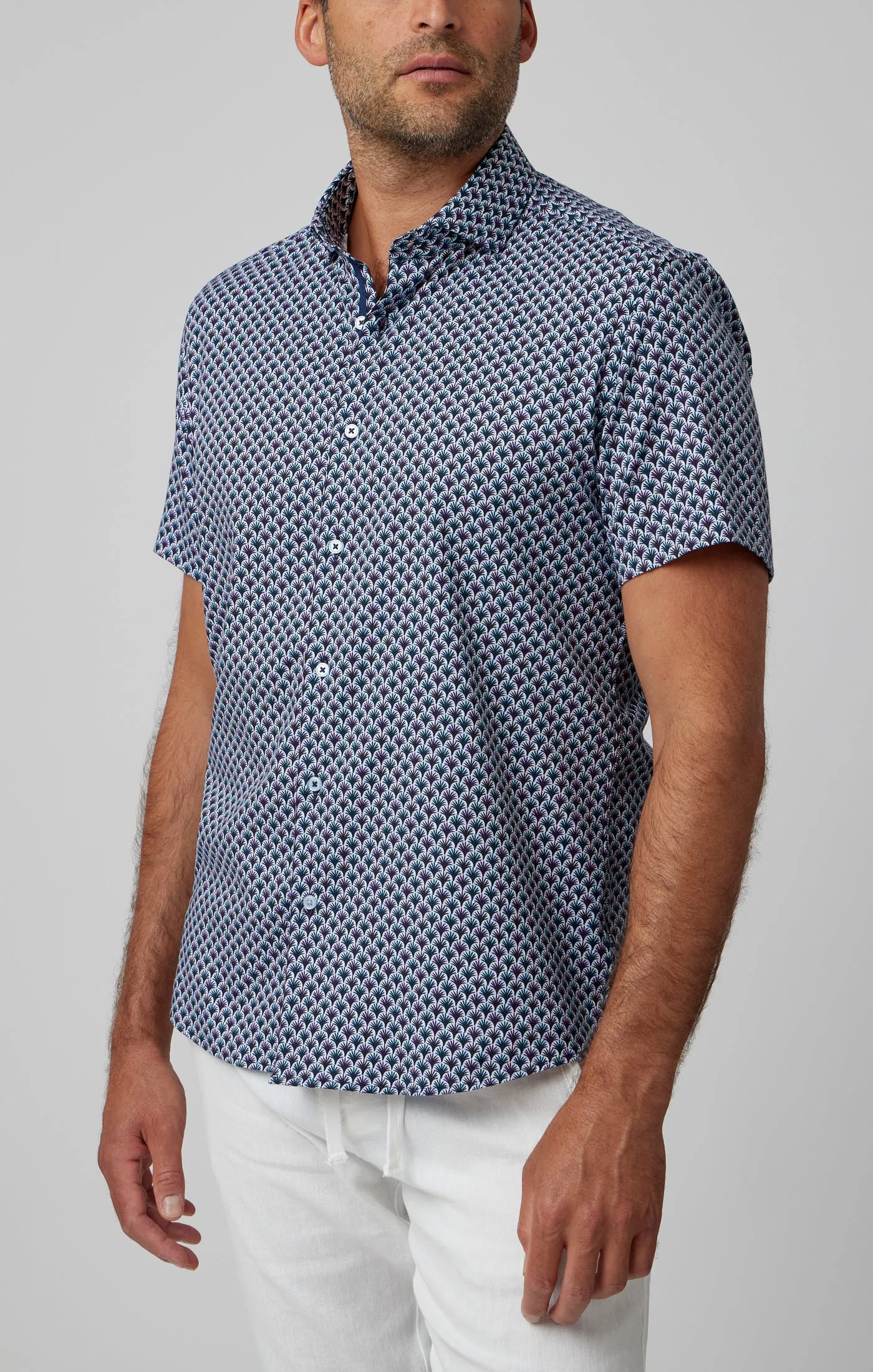 GEO PALM PRINT SHORT SLEEVE SHIRT