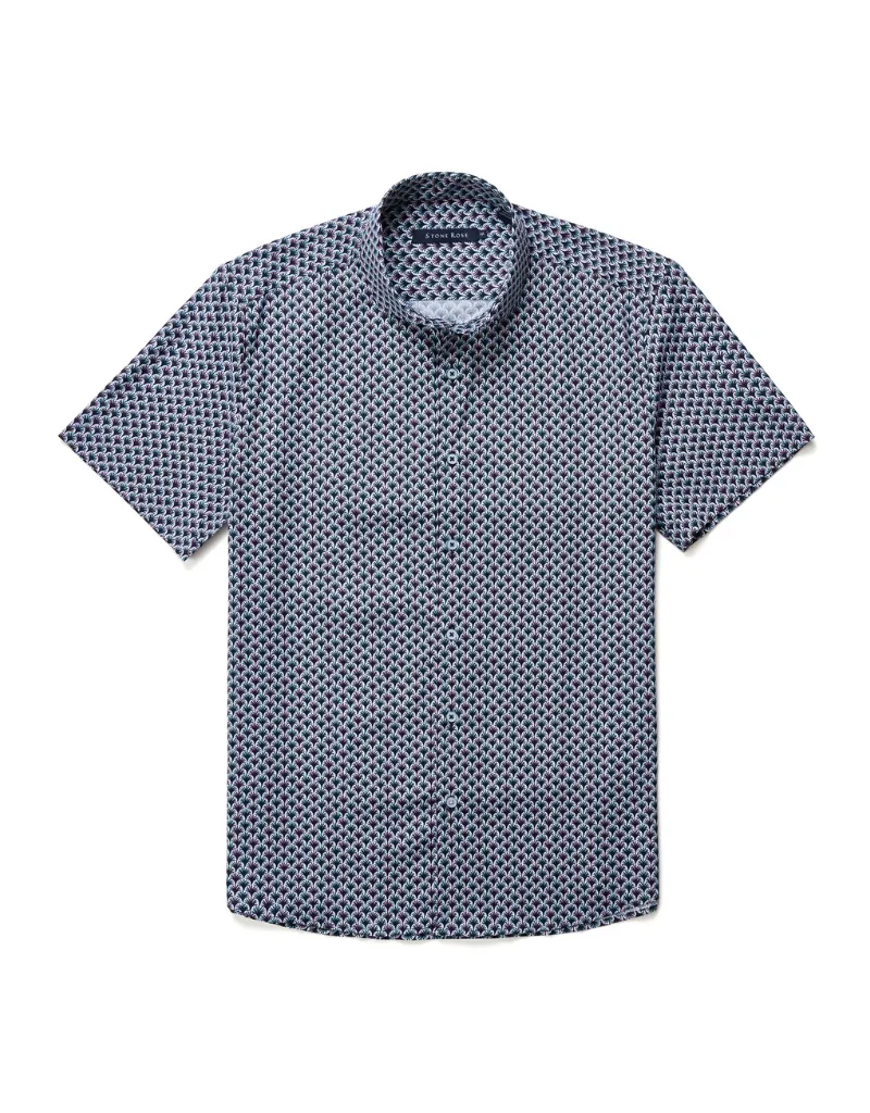 GEO PALM PRINT SHORT SLEEVE SHIRT