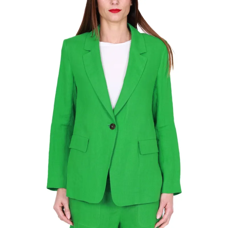 GIACCA BLAZER IN PURO LINO, VERDE