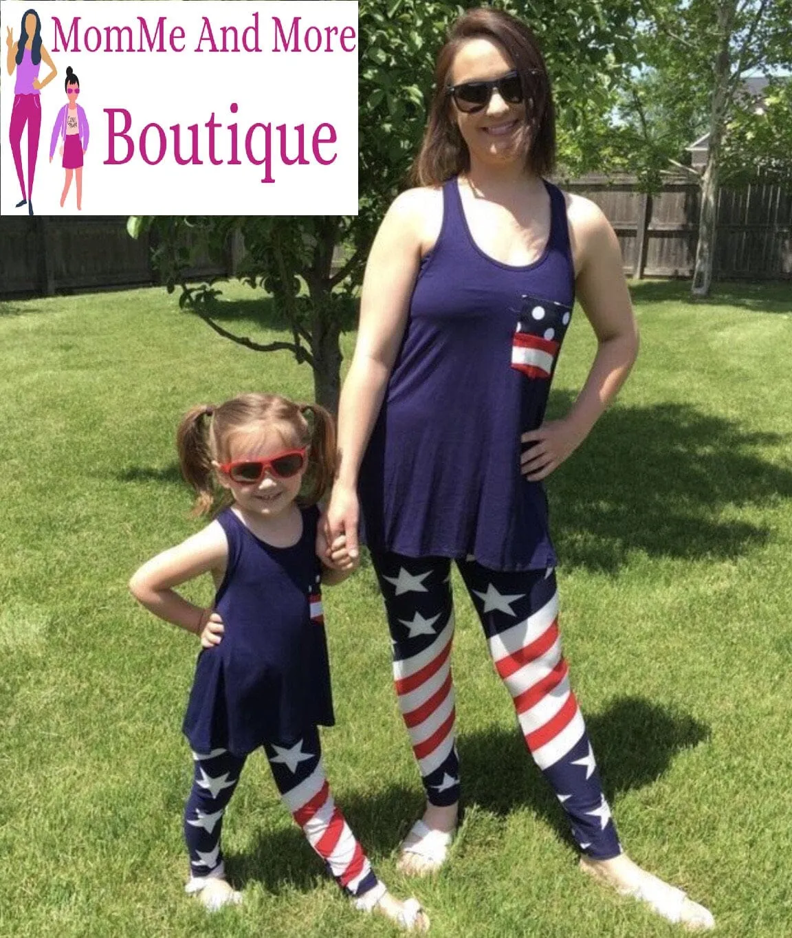 Girls American Flag 4th of July Leggings, Kids Yoga Pants, Sizes S/L, No-Roll Waist, Red/White/Blue