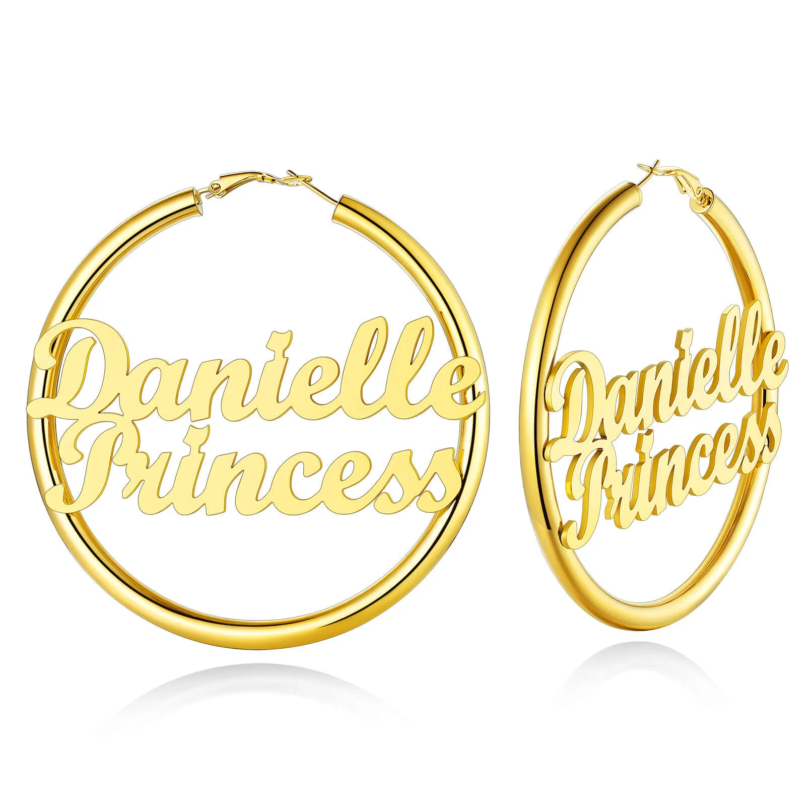 Gold Plated Hoop Earrings Personalized Name Earrings for Women