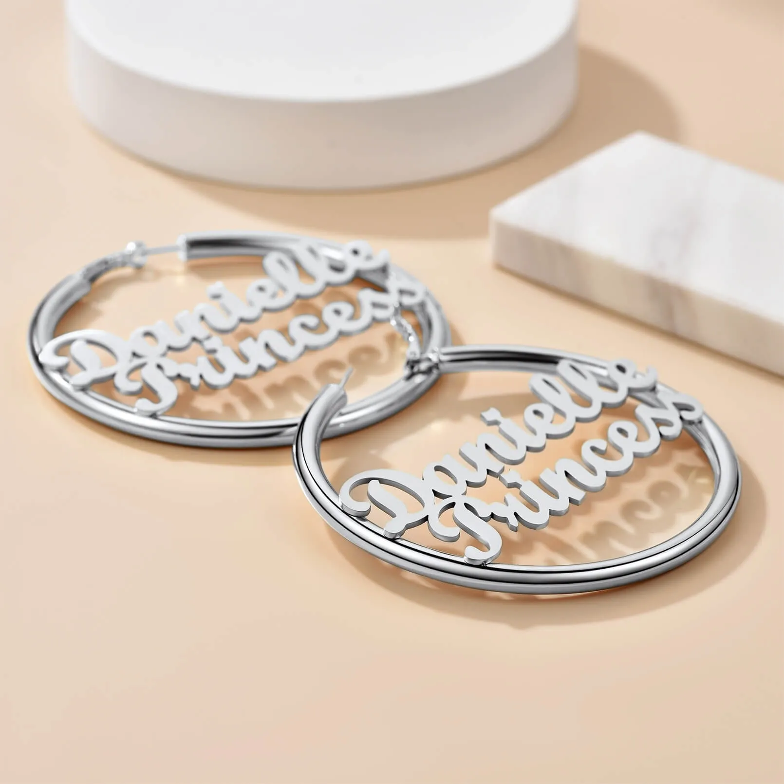 Gold Plated Hoop Earrings Personalized Name Earrings for Women