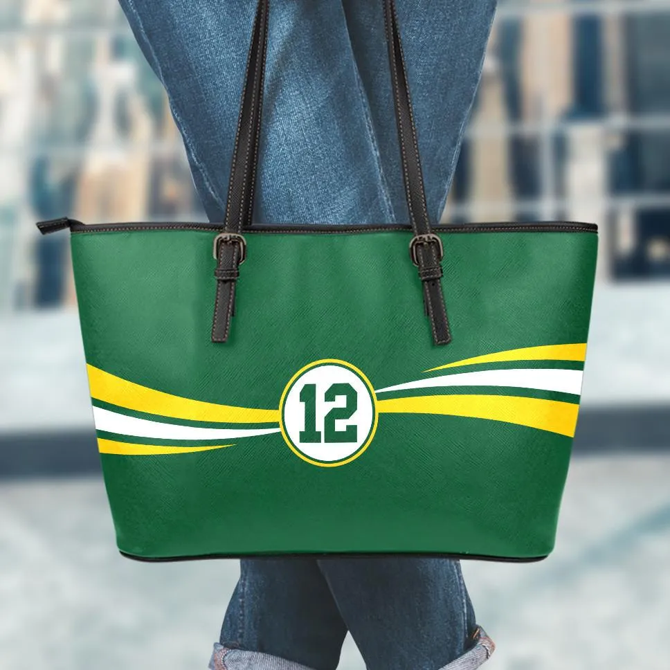 Green Bay 12 Sports Leather Tote Bag Large