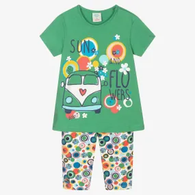 Green Flowers Leggings Set