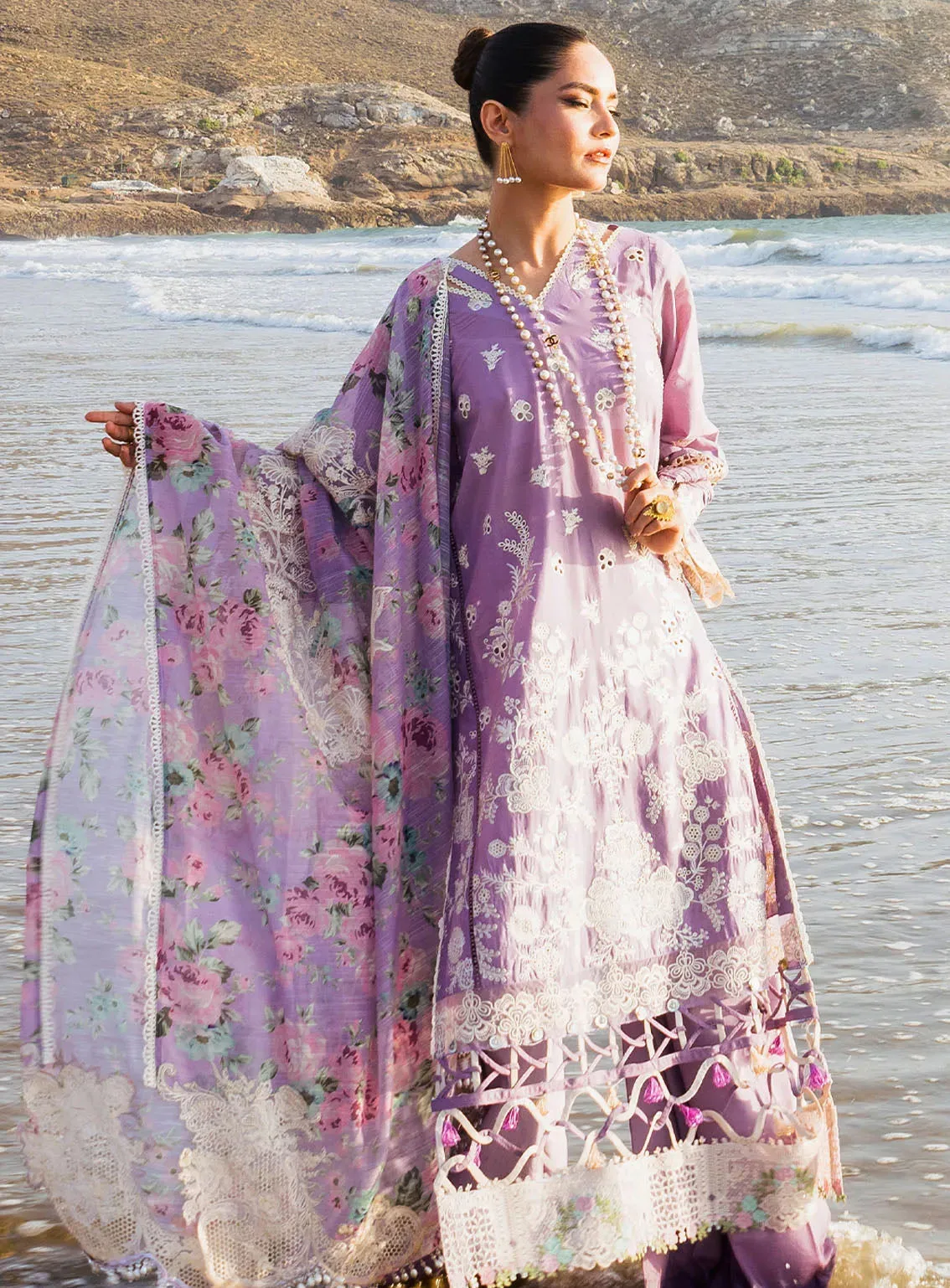 Hai Kuch By Elaf Festive Embroidered Lawn 3 Piece Unstitched Suit EF24HK EHK-2A BANAFSHA