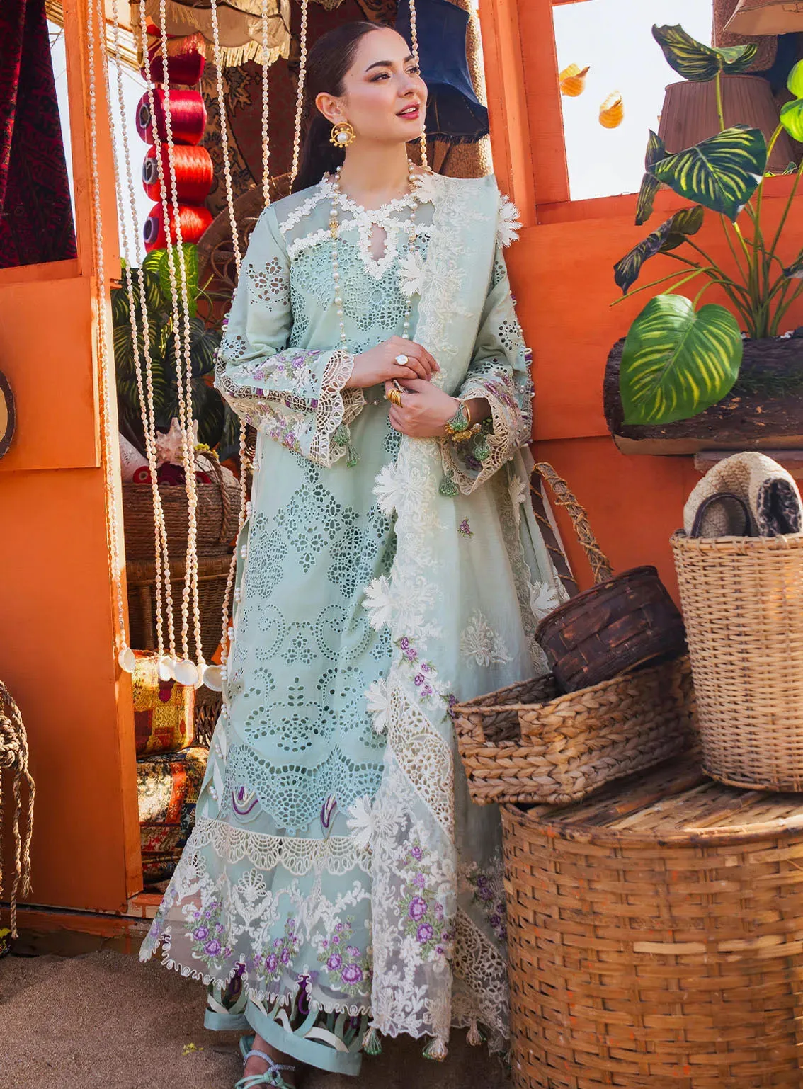 Hai Kuch By Elaf Festive Embroidered Lawn 3 Piece Unstitched Suit EF24HK EHK-3A MEHRMA