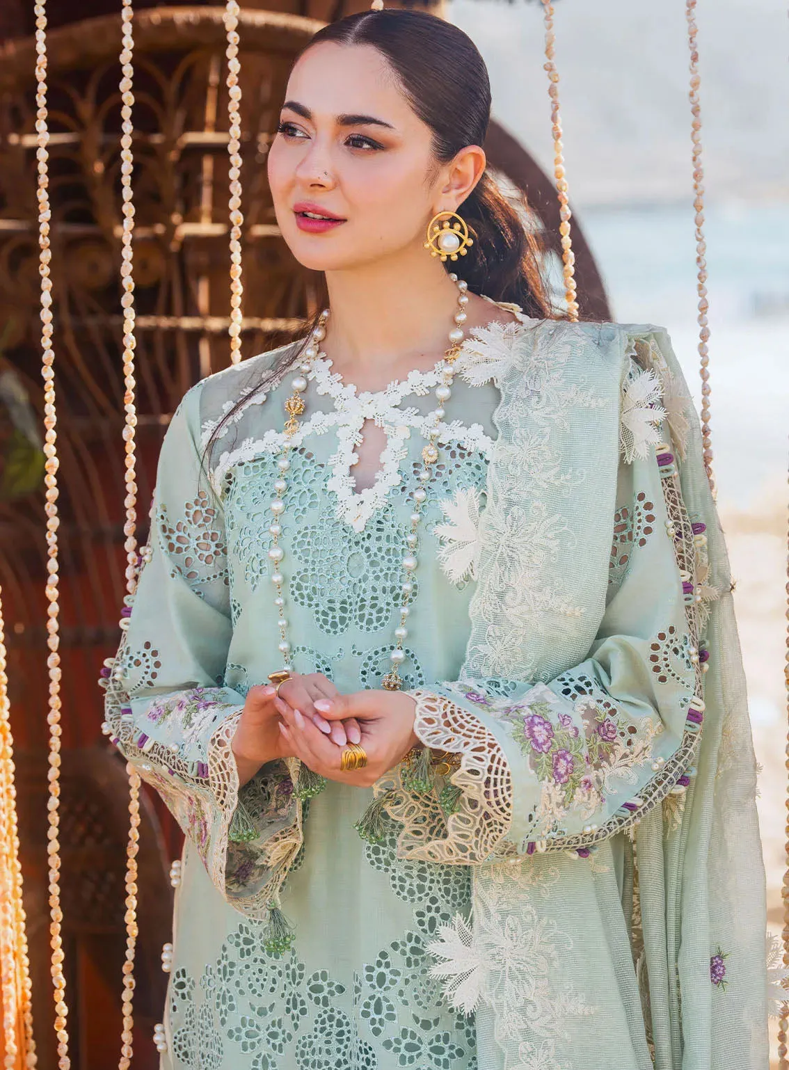 Hai Kuch By Elaf Festive Embroidered Lawn 3 Piece Unstitched Suit EF24HK EHK-3A MEHRMA