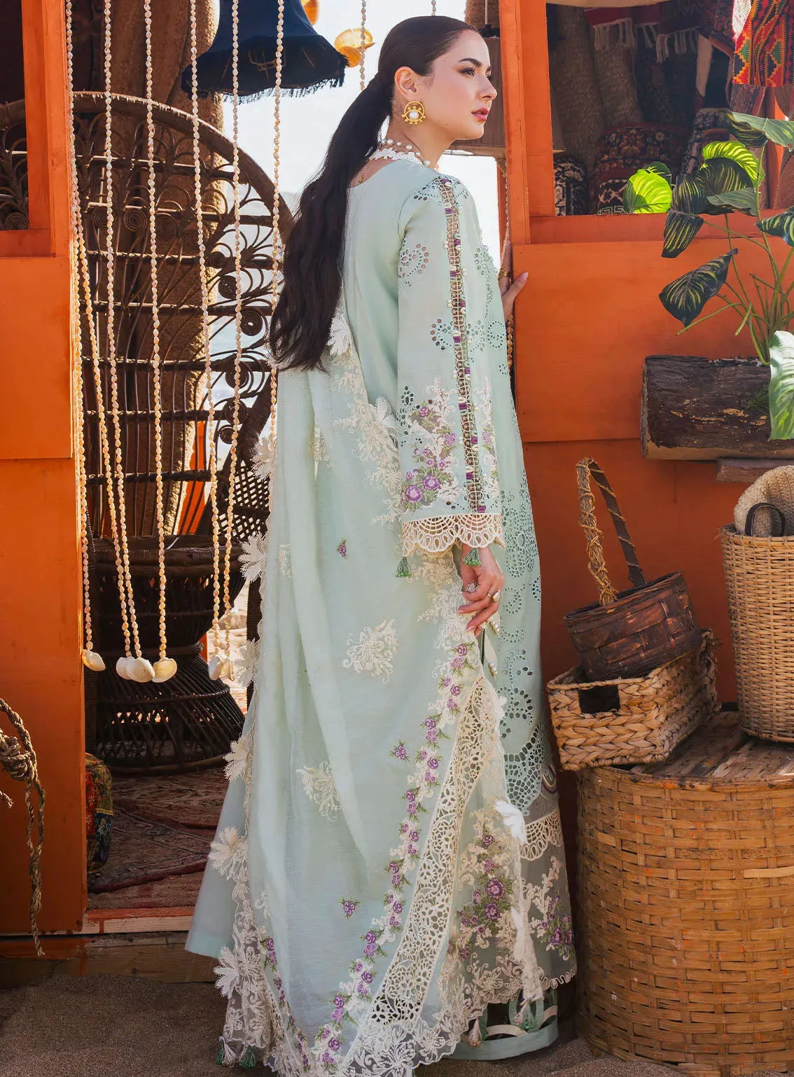 Hai Kuch By Elaf Festive Embroidered Lawn 3 Piece Unstitched Suit EF24HK EHK-3A MEHRMA