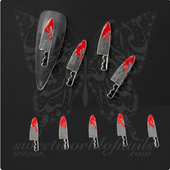 Halloween Nail Art 3d Bloody Knife Nail Charms Decoration / 2pcs