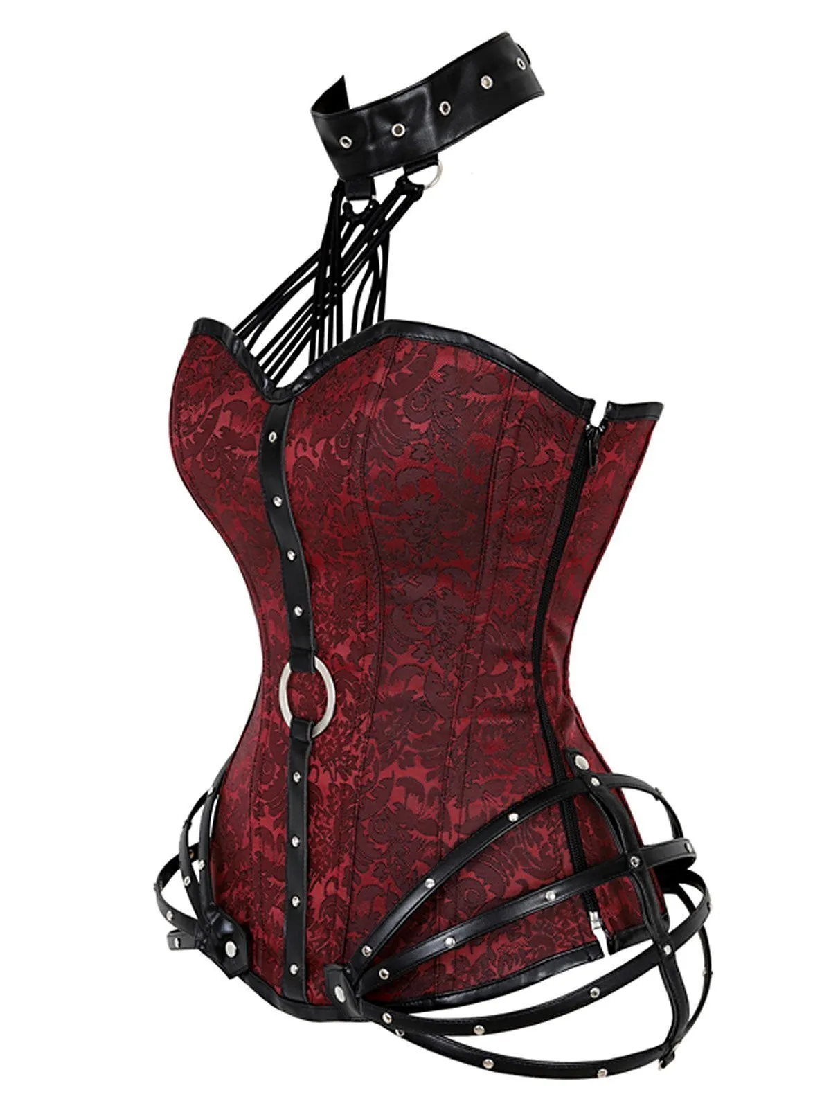 Halloween Steampunk Gothic Leather Halter Corset