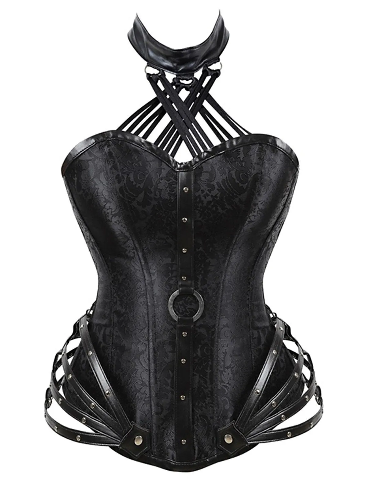 Halloween Steampunk Gothic Leather Halter Corset