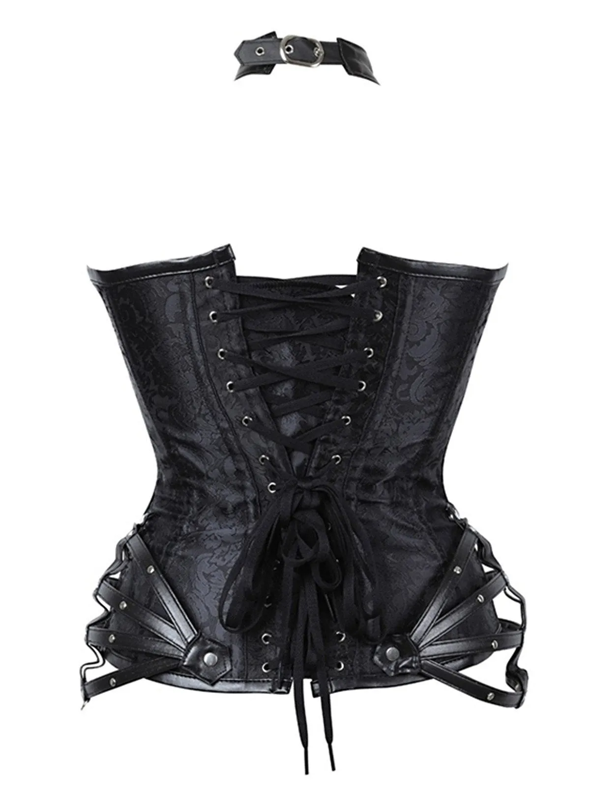 Halloween Steampunk Gothic Leather Halter Corset