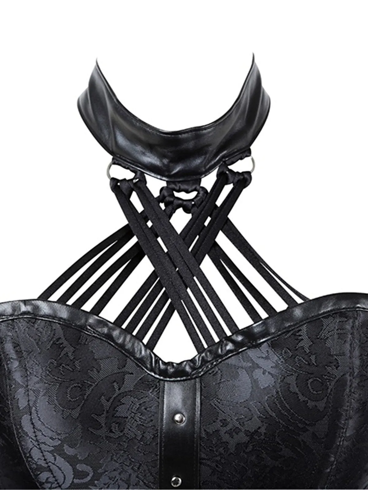 Halloween Steampunk Gothic Leather Halter Corset