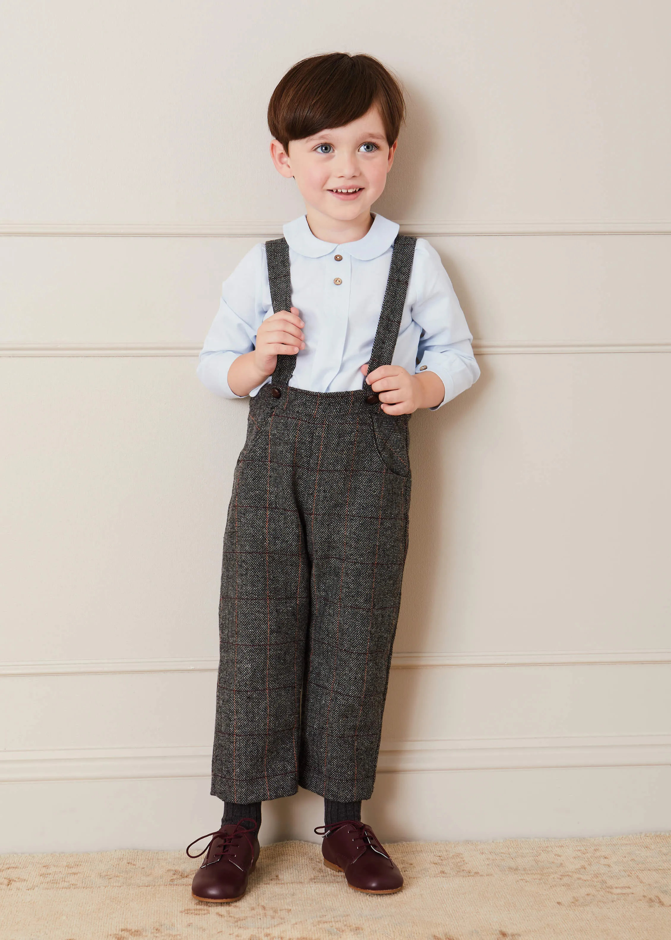 Herringbone Trousers With Braces in Grey (18mths-3yrs)