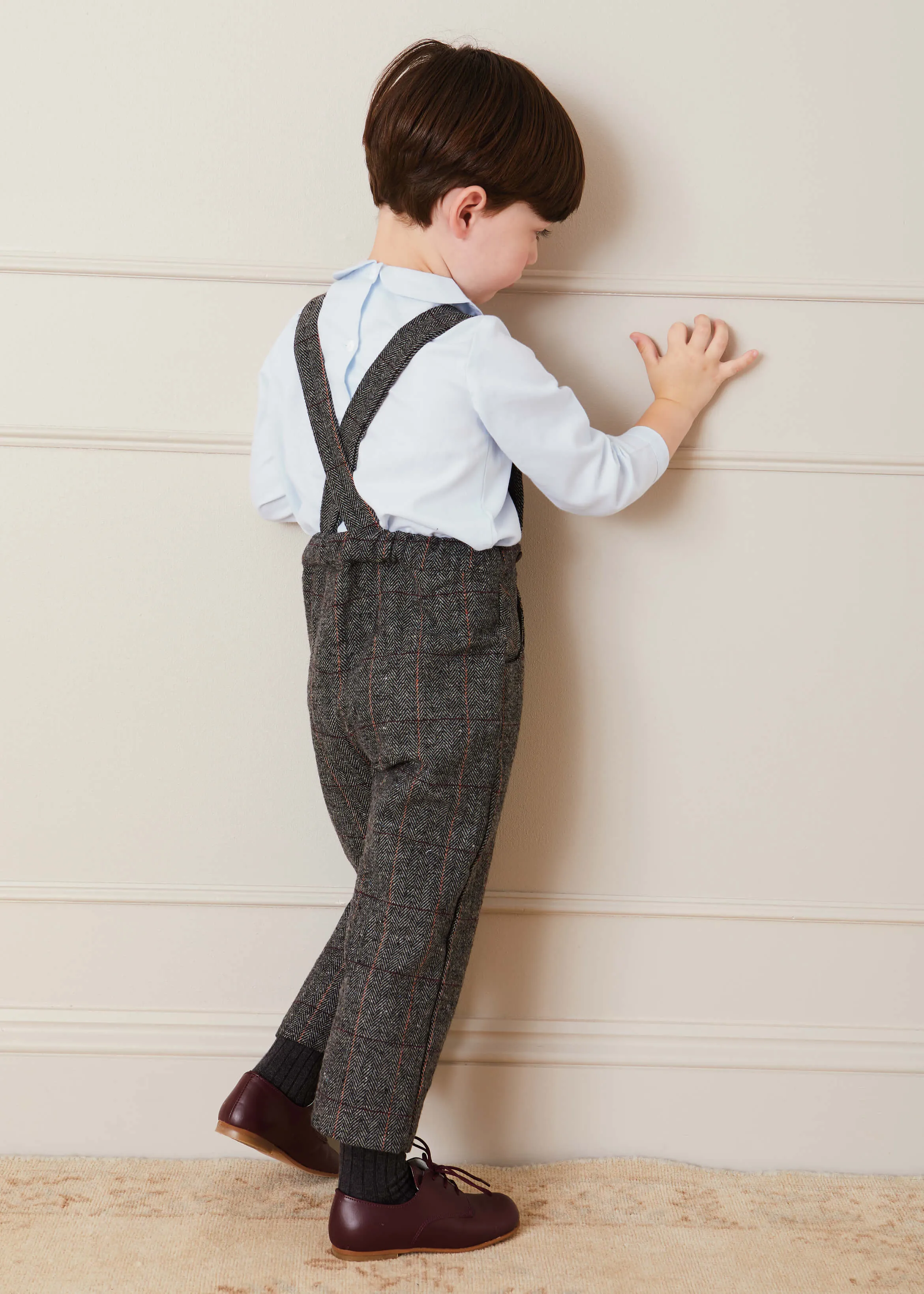 Herringbone Trousers With Braces in Grey (18mths-3yrs)