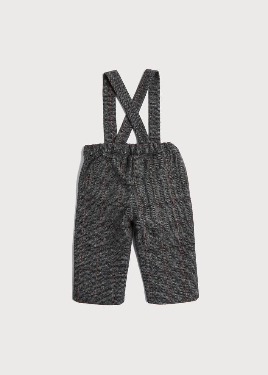 Herringbone Trousers With Braces in Grey (18mths-3yrs)