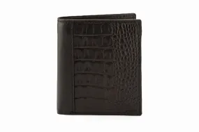 Hip Fold Leather Wallet - Crocodile Black