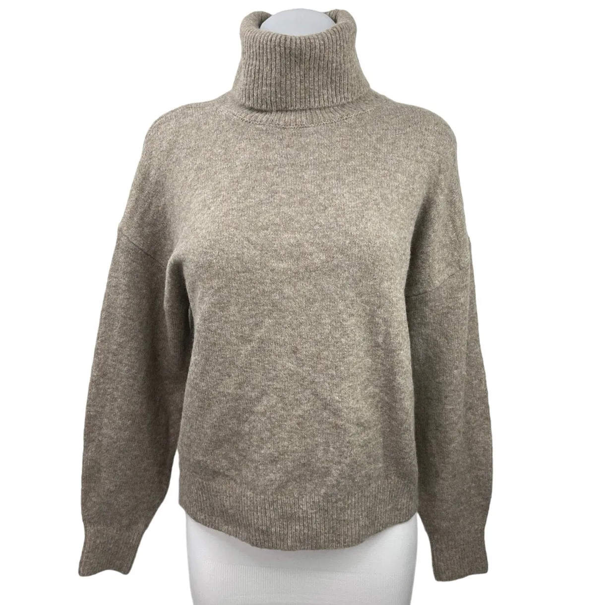 H&M Brown Wool Blend Turtleneck Long Sleeve Oversized Pullover Sweater Top Sz S