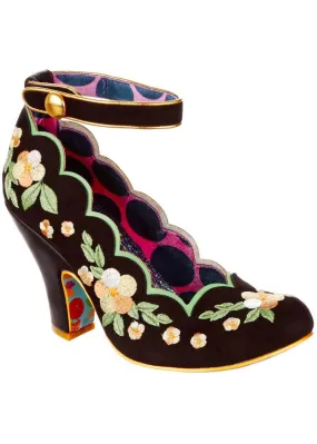 Irregular Choice Fleur De Leaf Floral Pumps Black