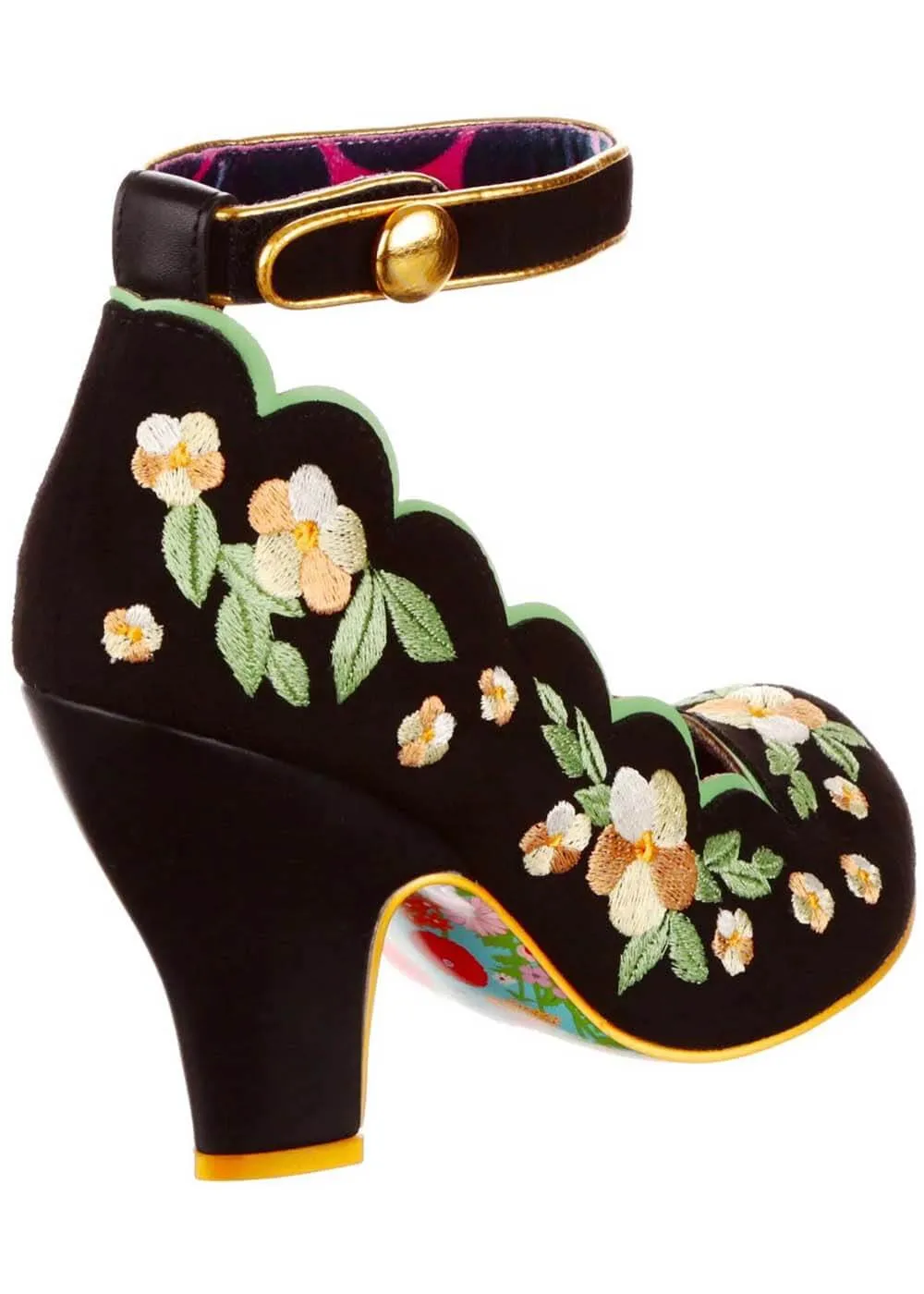 Irregular Choice Fleur De Leaf Floral Pumps Black