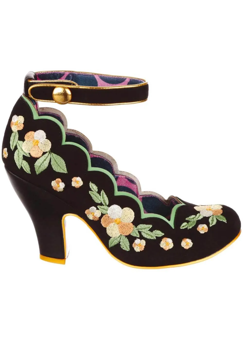 Irregular Choice Fleur De Leaf Floral Pumps Black