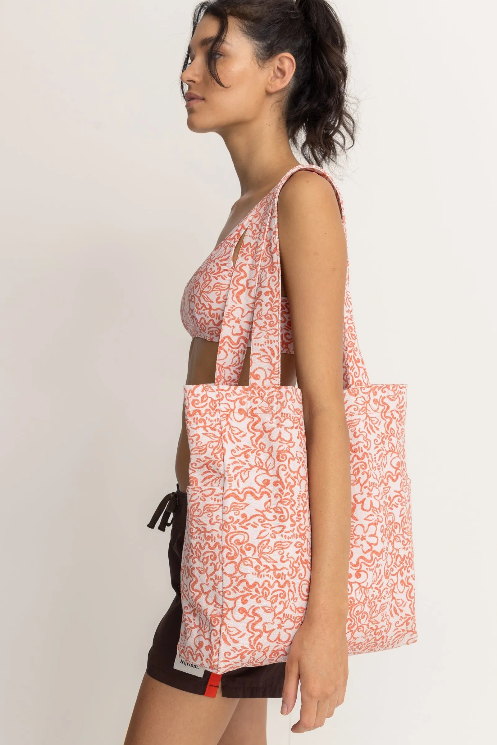 Islander Floral Tote Bag Coral