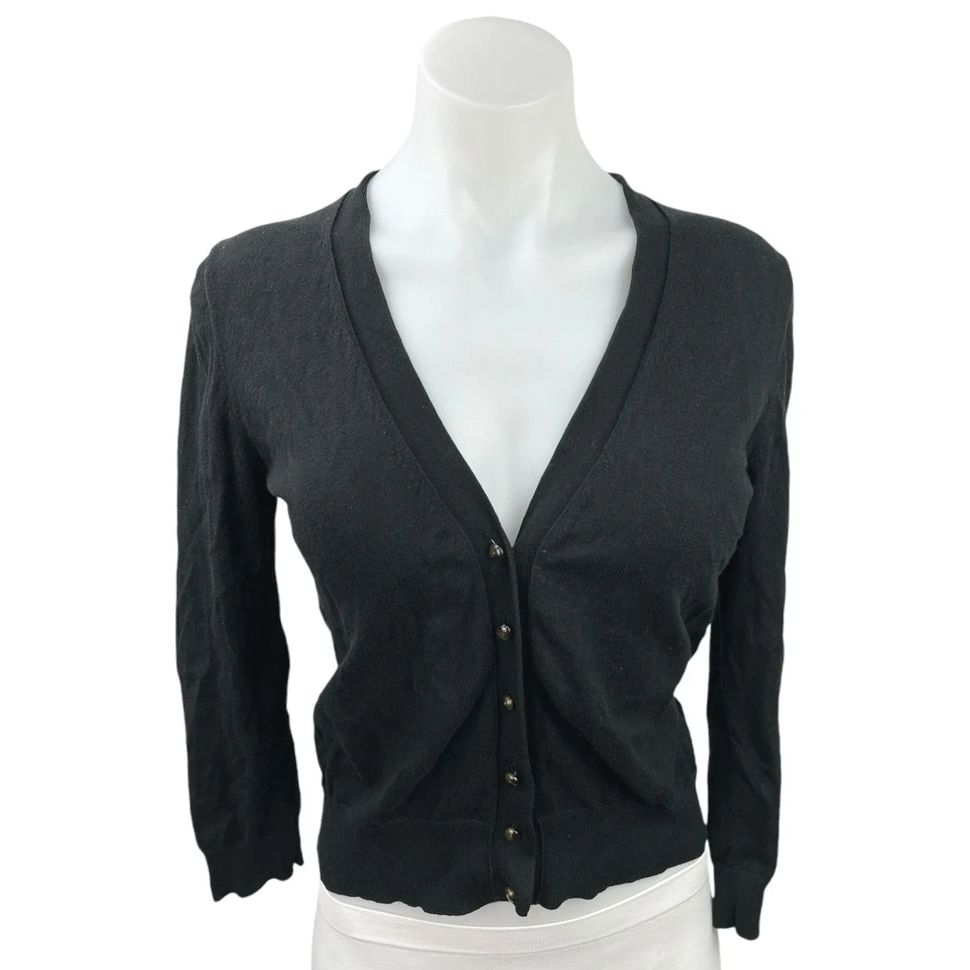 J.Crew Women's Black Long Sleeve V-Neck Button Up Cardigan Sweater Top Size S