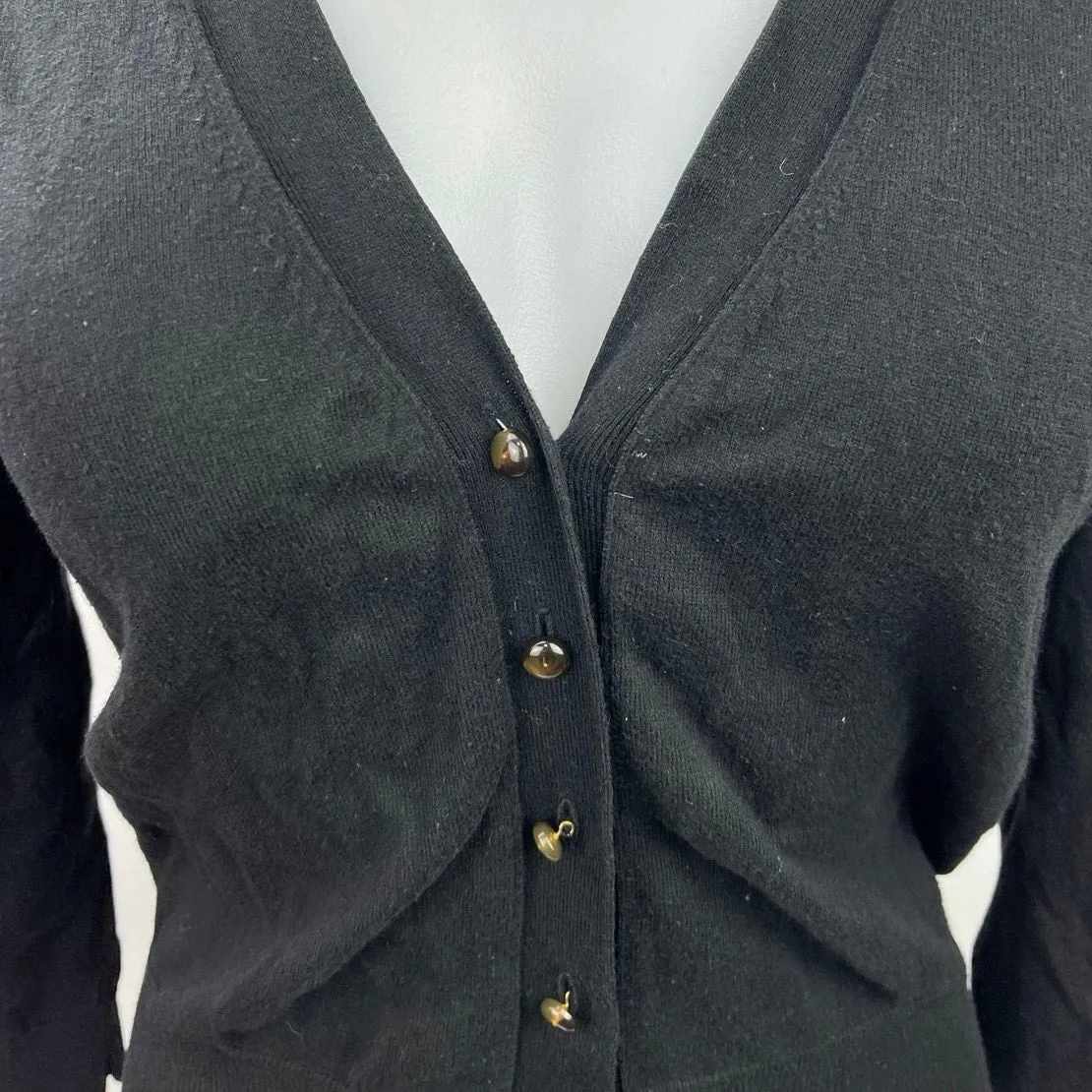 J.Crew Women's Black Long Sleeve V-Neck Button Up Cardigan Sweater Top Size S