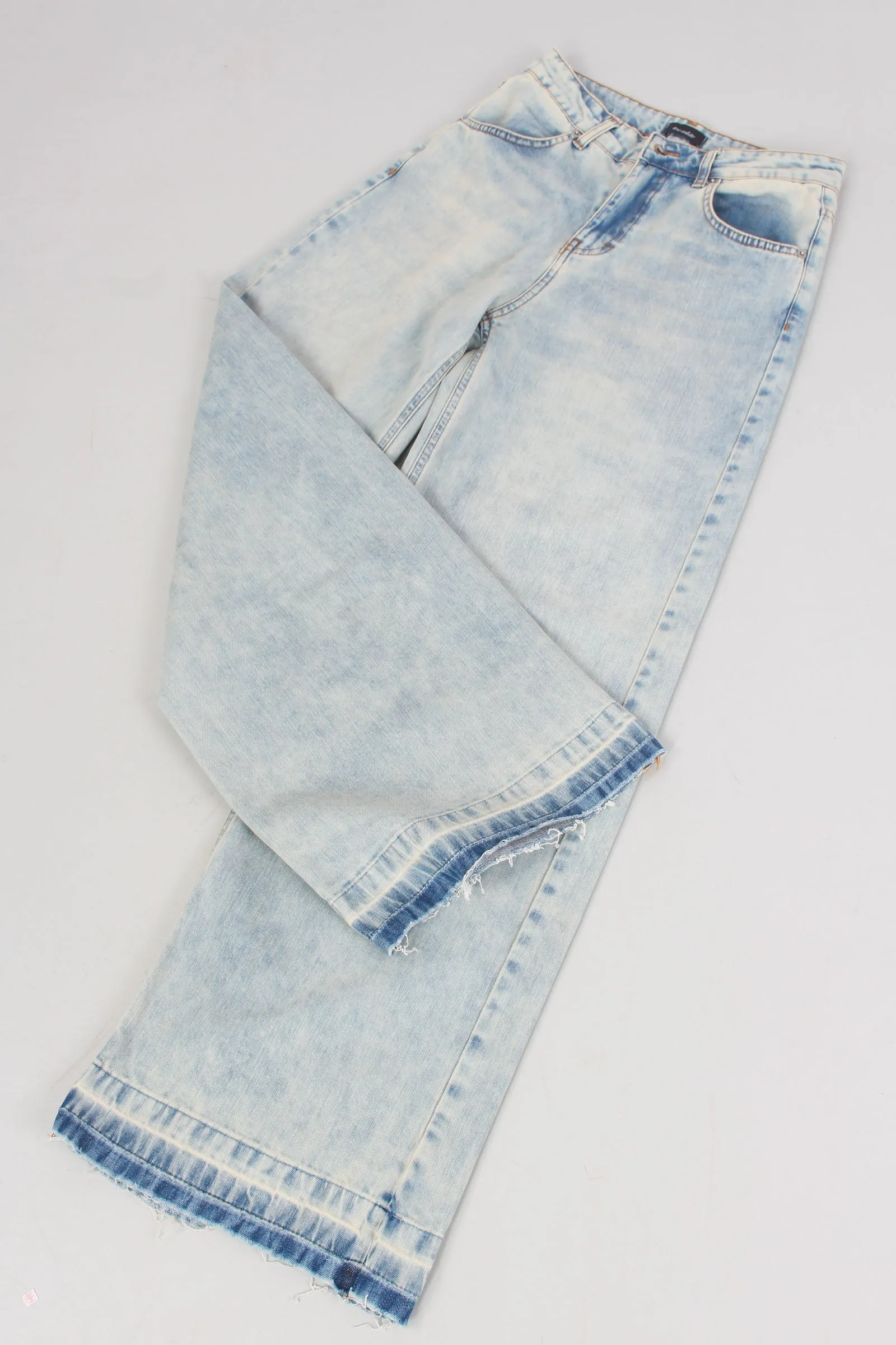 Jeans Palazzo Sfrangiato Denim Chiaro