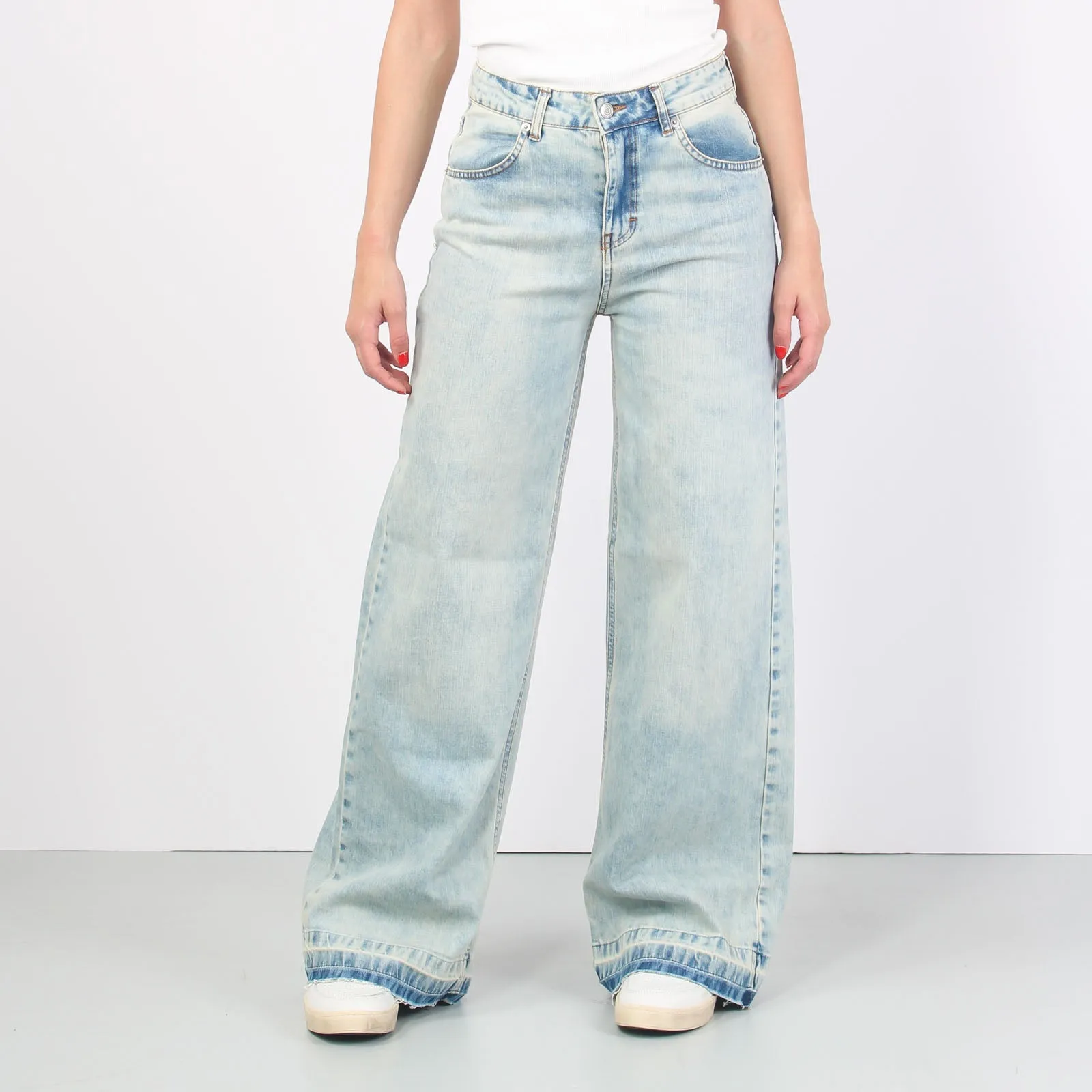 Jeans Palazzo Sfrangiato Denim Chiaro