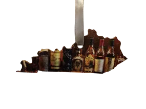 Kentucky Shaped Bourbon Bottles Wooden Ornament