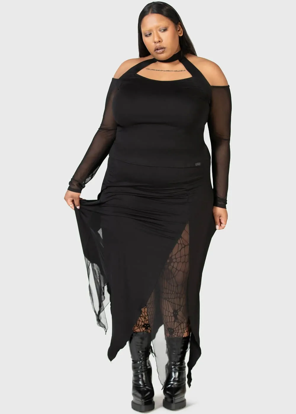 Killstar Kihilist The Grimmer The Better Midi Skirt Black