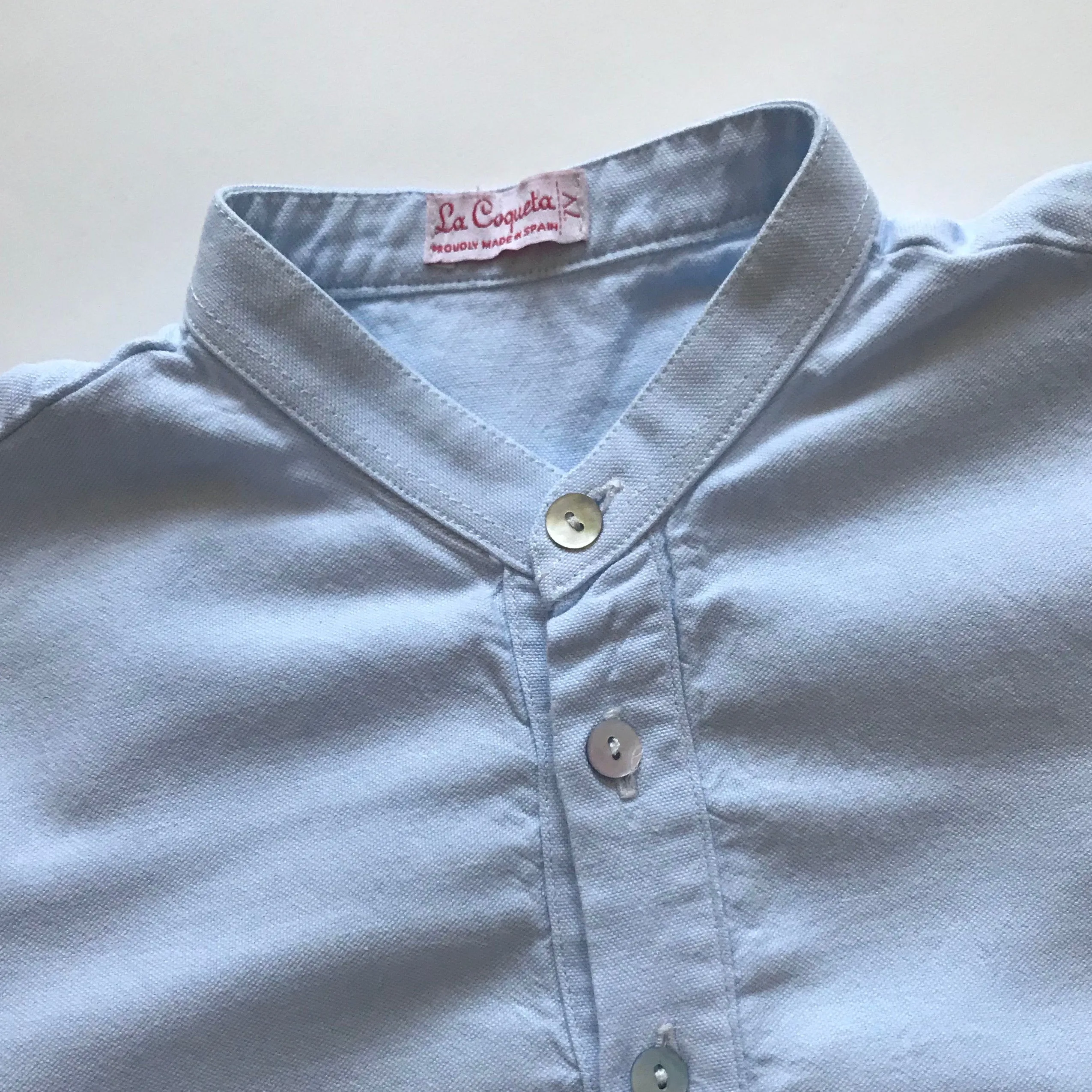 La Coqueta Pale Blue Cotton Collarless Shirt: 7 Years