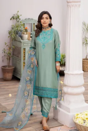 La Rosaa Festive Eid Embroidered Self Lawn Ready to Wear 3Pc Suit LE-24-11