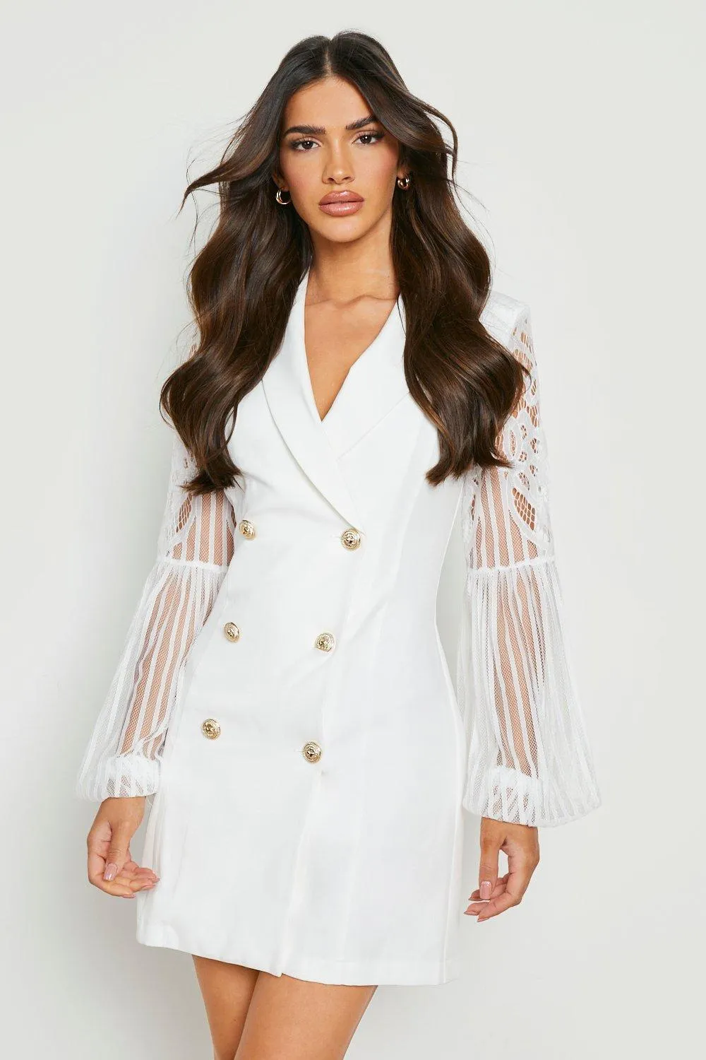 Lace Sleeve Blazer Dress