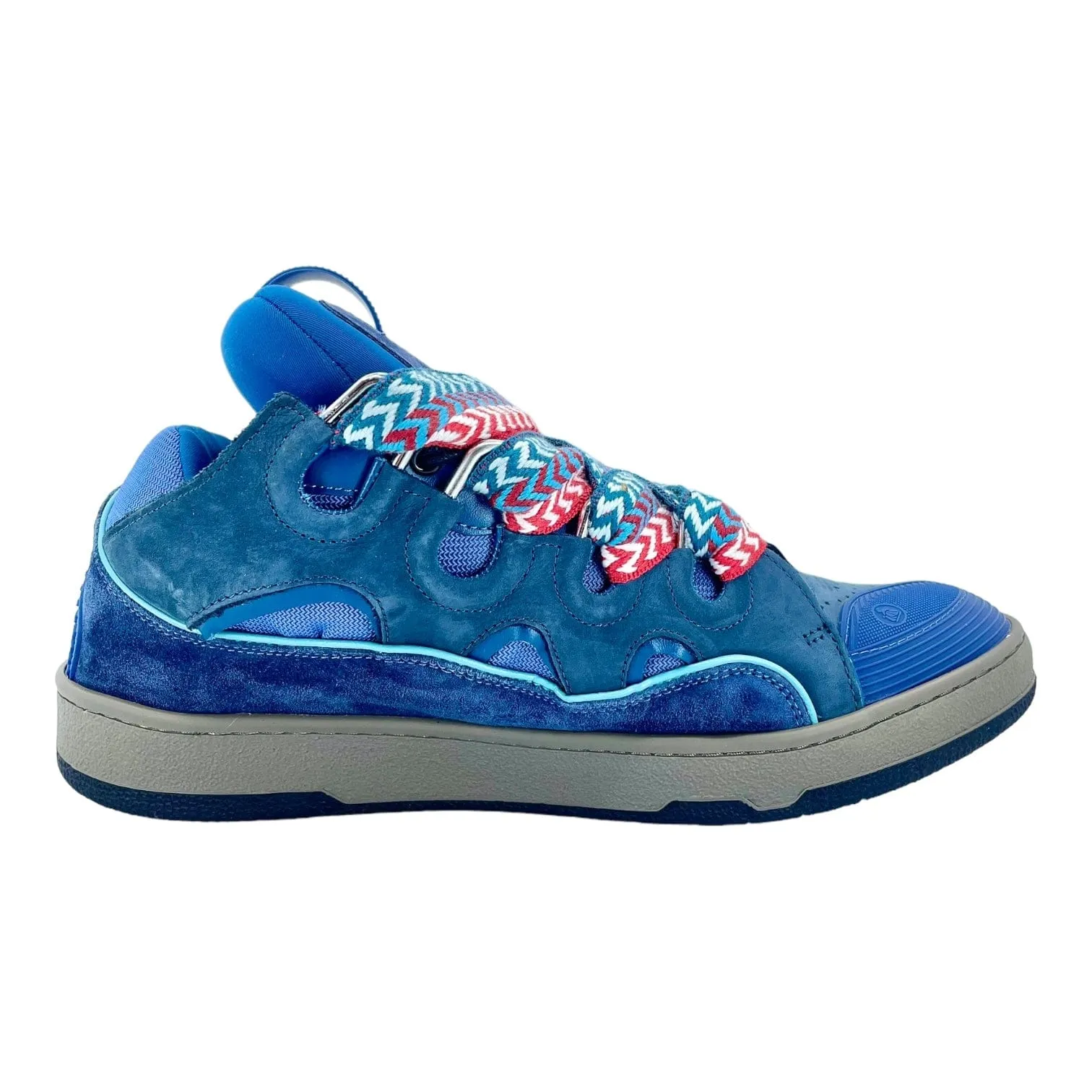 Lanvin Leather Curb Sneaker Blue Pre-Owned