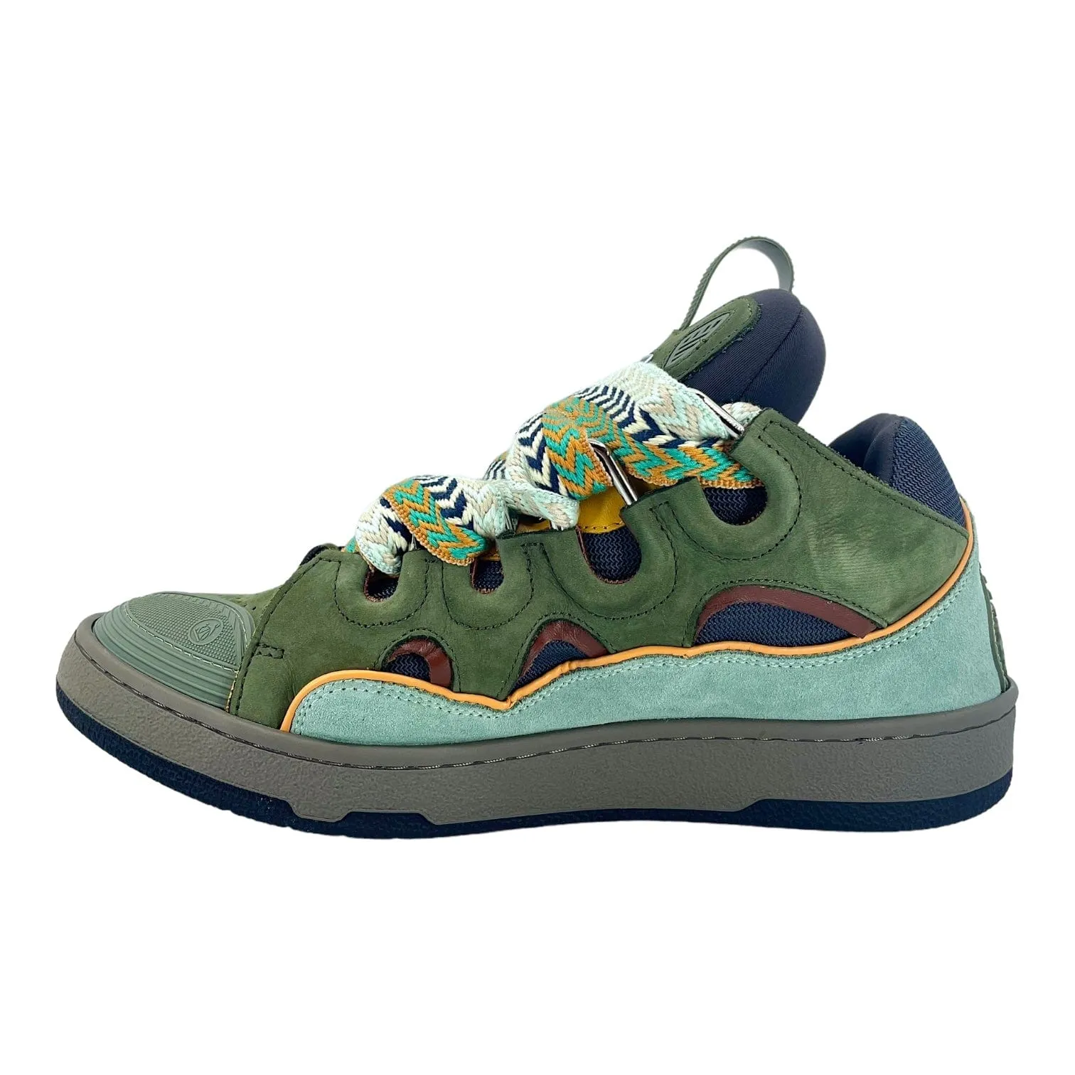 Lanvin Leather Curb Sneaker Moss Green Pre-Owned