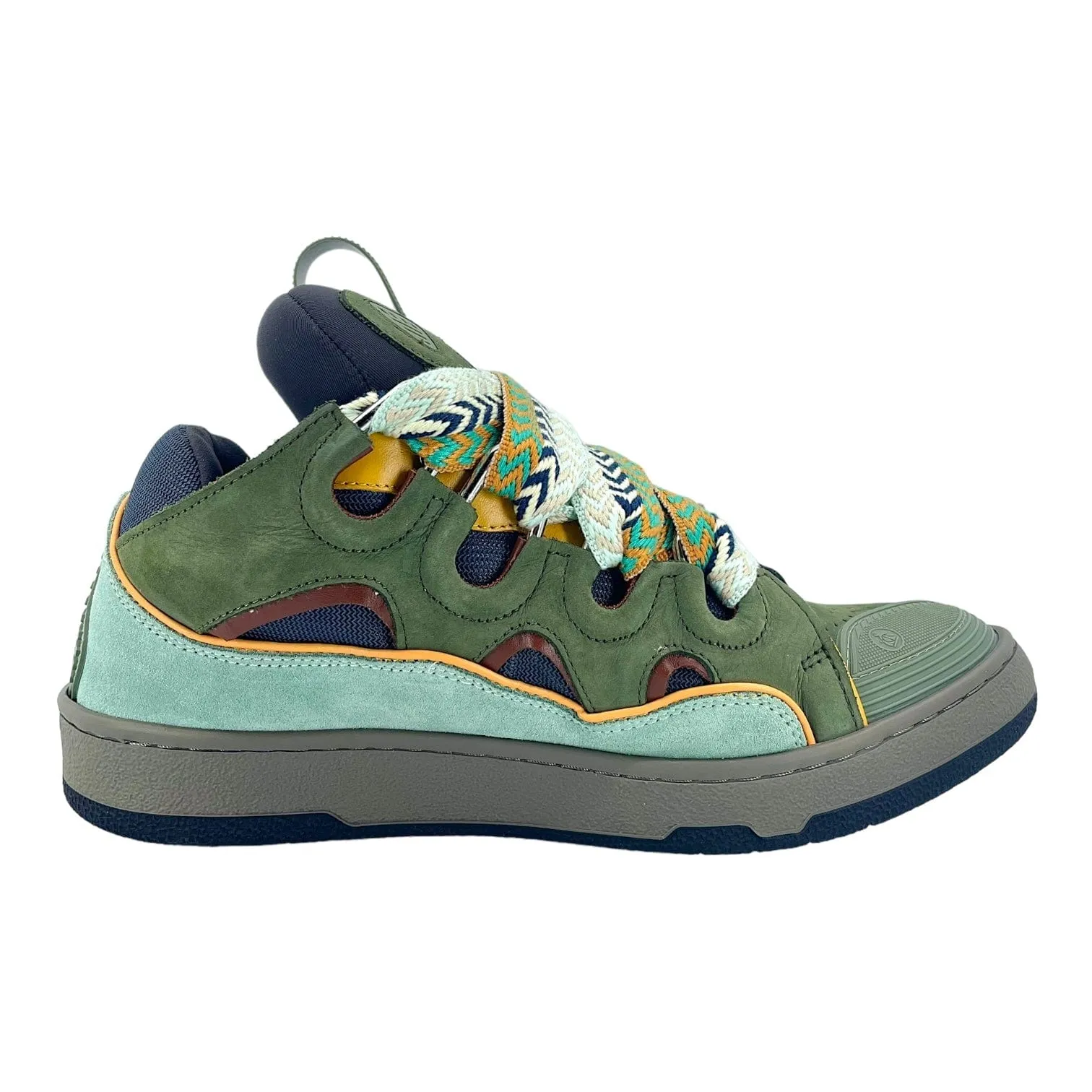 Lanvin Leather Curb Sneaker Moss Green Pre-Owned