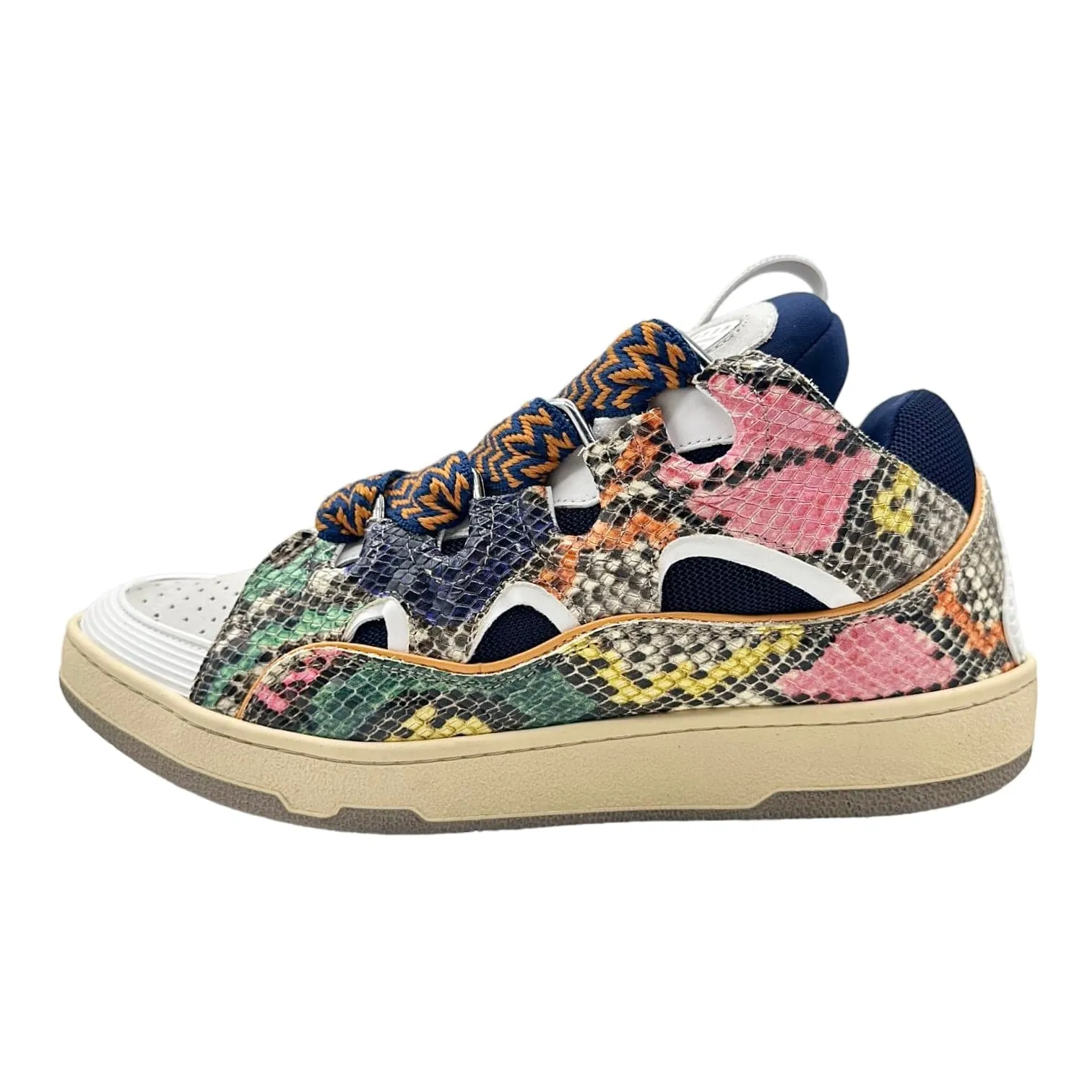 Lanvin Leather Curb Sneaker Snakeskin Multi Pre-Owned