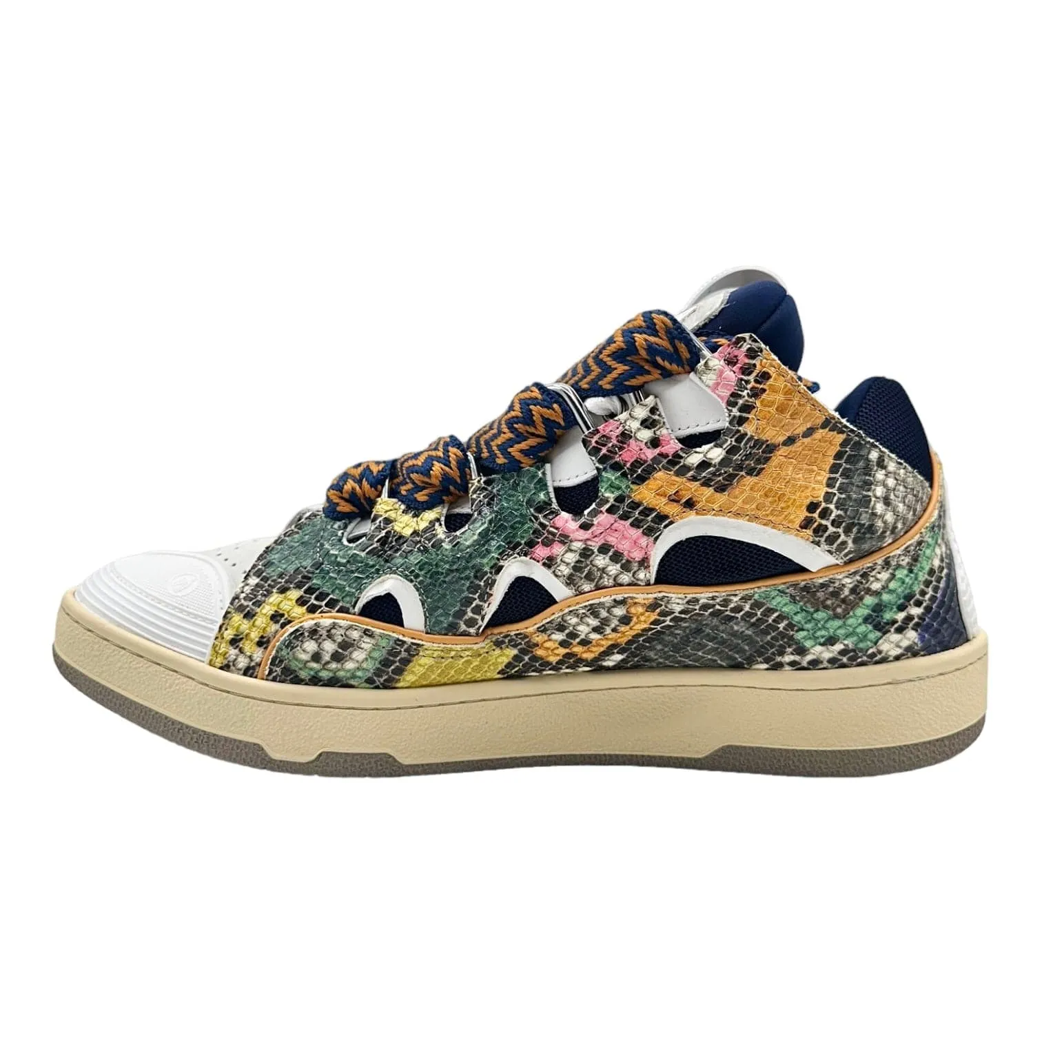 Lanvin Leather Curb Sneaker Snakeskin Multi Pre-Owned