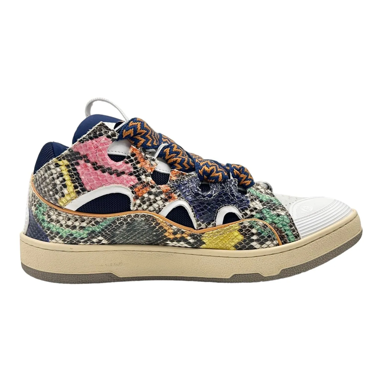 Lanvin Leather Curb Sneaker Snakeskin Multi Pre-Owned