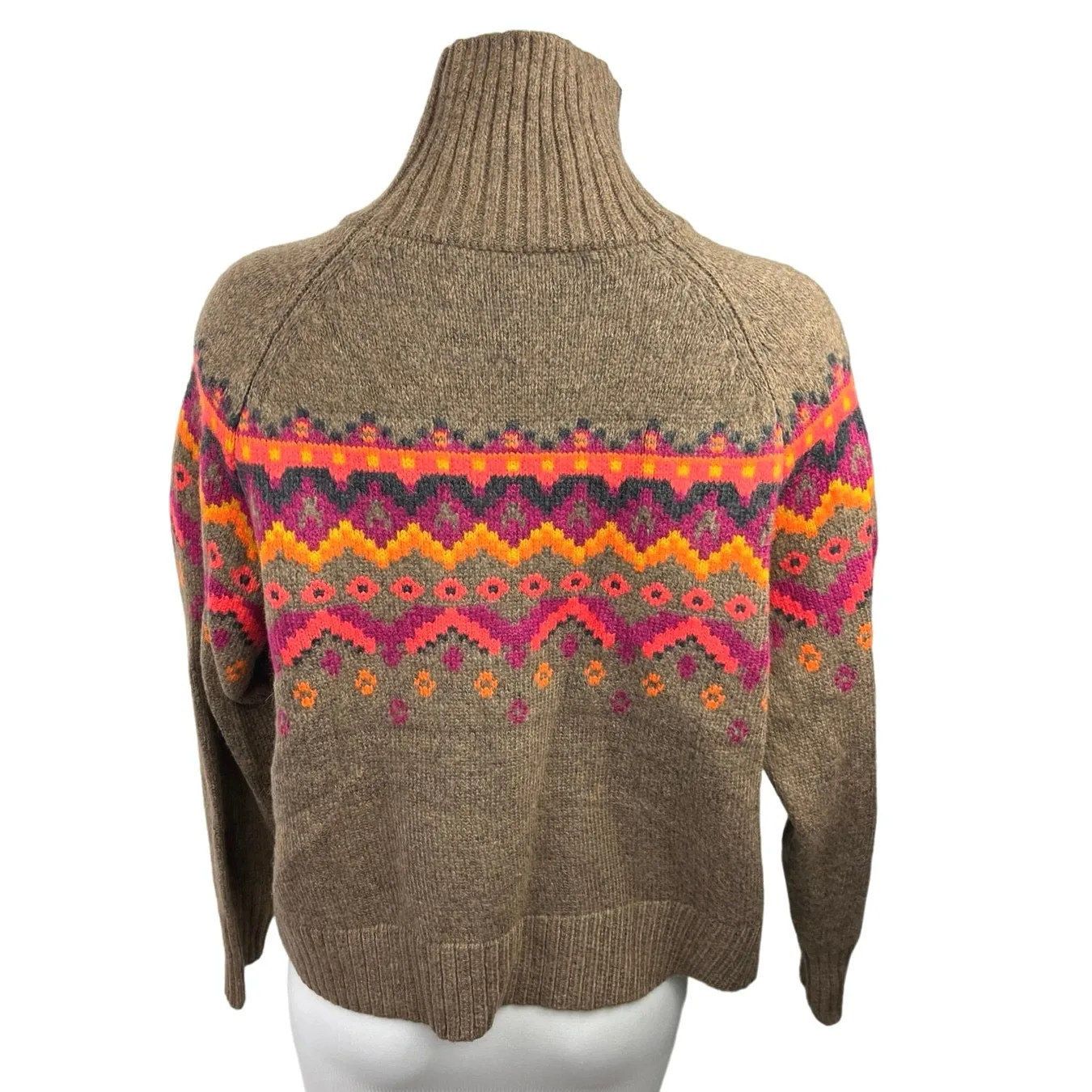 LOFT x Lou & Gray Brown Fair Isle Turtleneck Cozy Knit Pullover Sweater Top XS